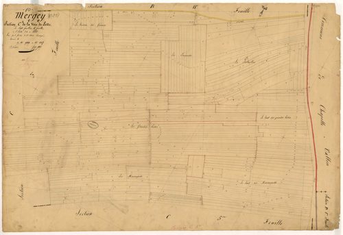Mergey, section C dite de la voie de Lette, feuille n° 4, parcelles n° 910 à 1217