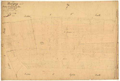 Mergey, section C dite de la voie de Lette, feuille n° 5, parcelles n° 1218 à 1491