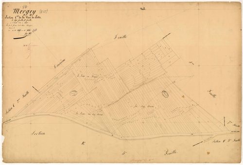 Mergey, section C dite de la voie de Lette, feuille n° 6, parcelles n° 1492 à 1661
