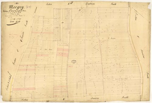 Mergey, section E dite de la voie de froide rive, feuille n° 3, parcelles n°874 à 1272