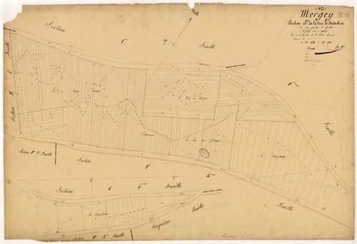 Mergey, section E dite de la voie de froide rive, feuille n° 5, parcelles n°1553 à 1750