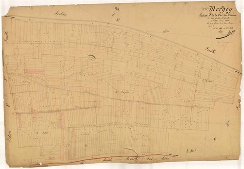 Mergey, section F dite de la voie des crans, feuille n° 4, parcelles n° 1490 à 2021