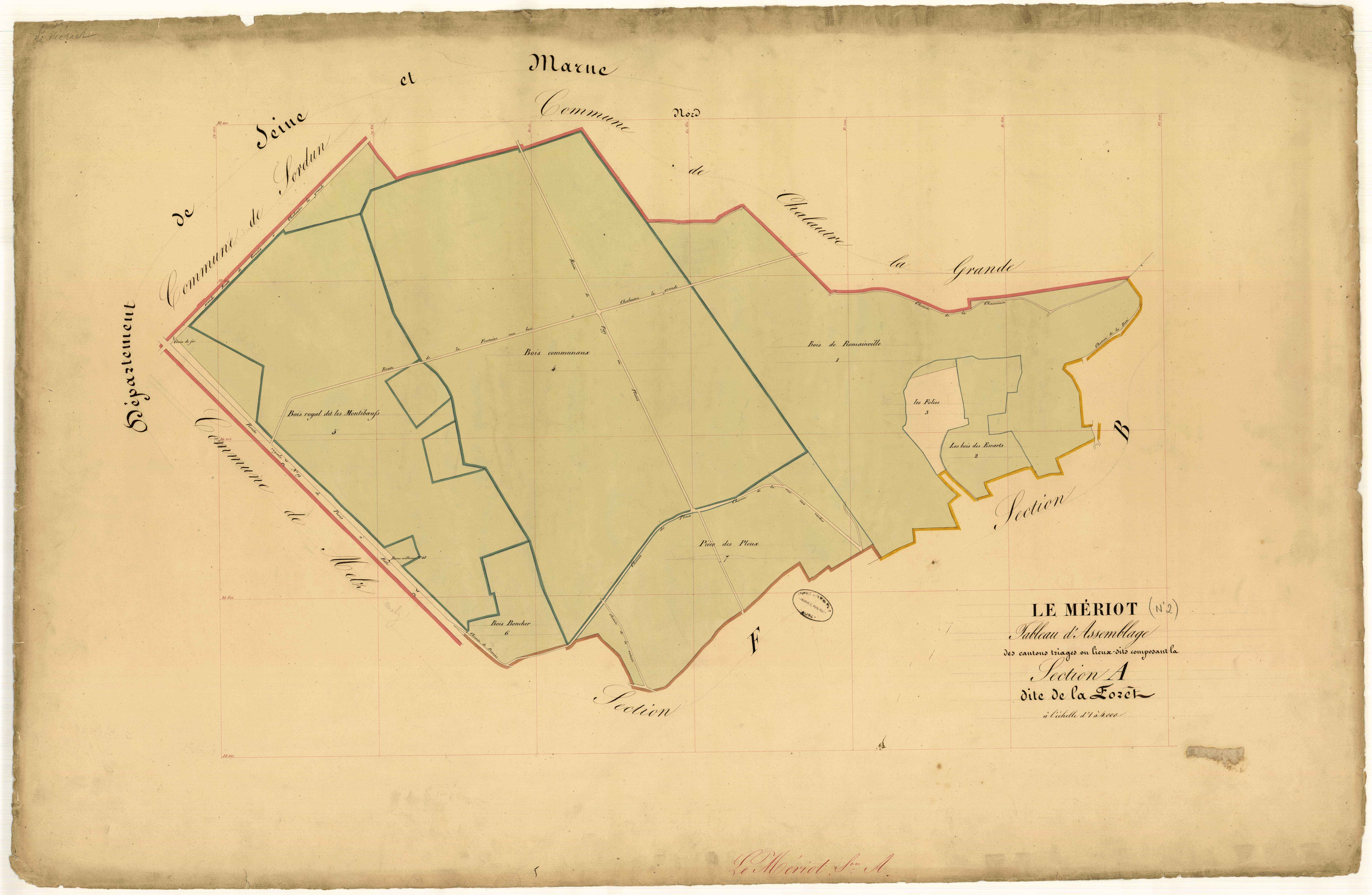 Le Mériot, tableau d'assemblage section A dite de la Forêt