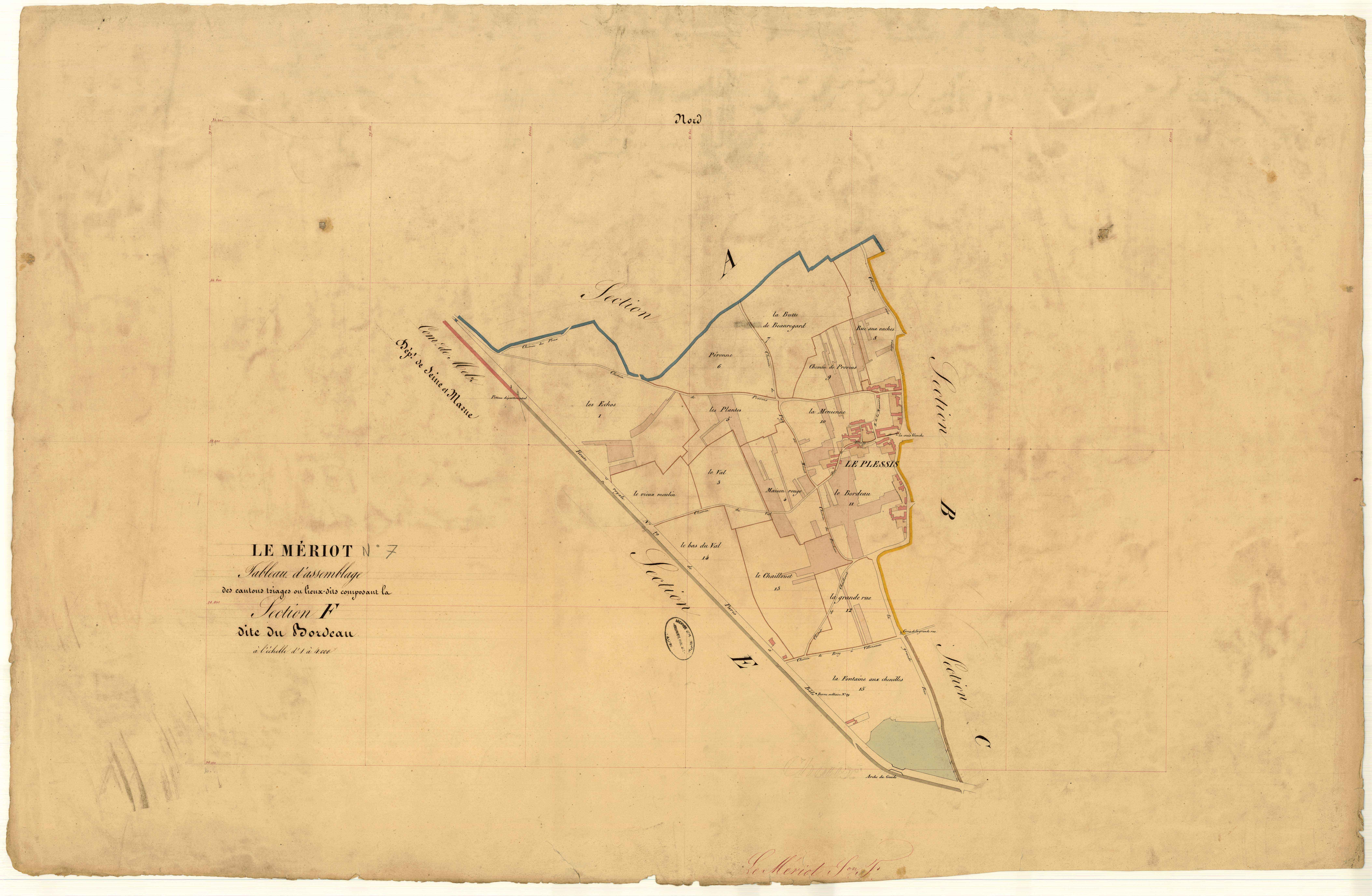 Le Mériot, tableau d'assemblage section F dite du Bordeau