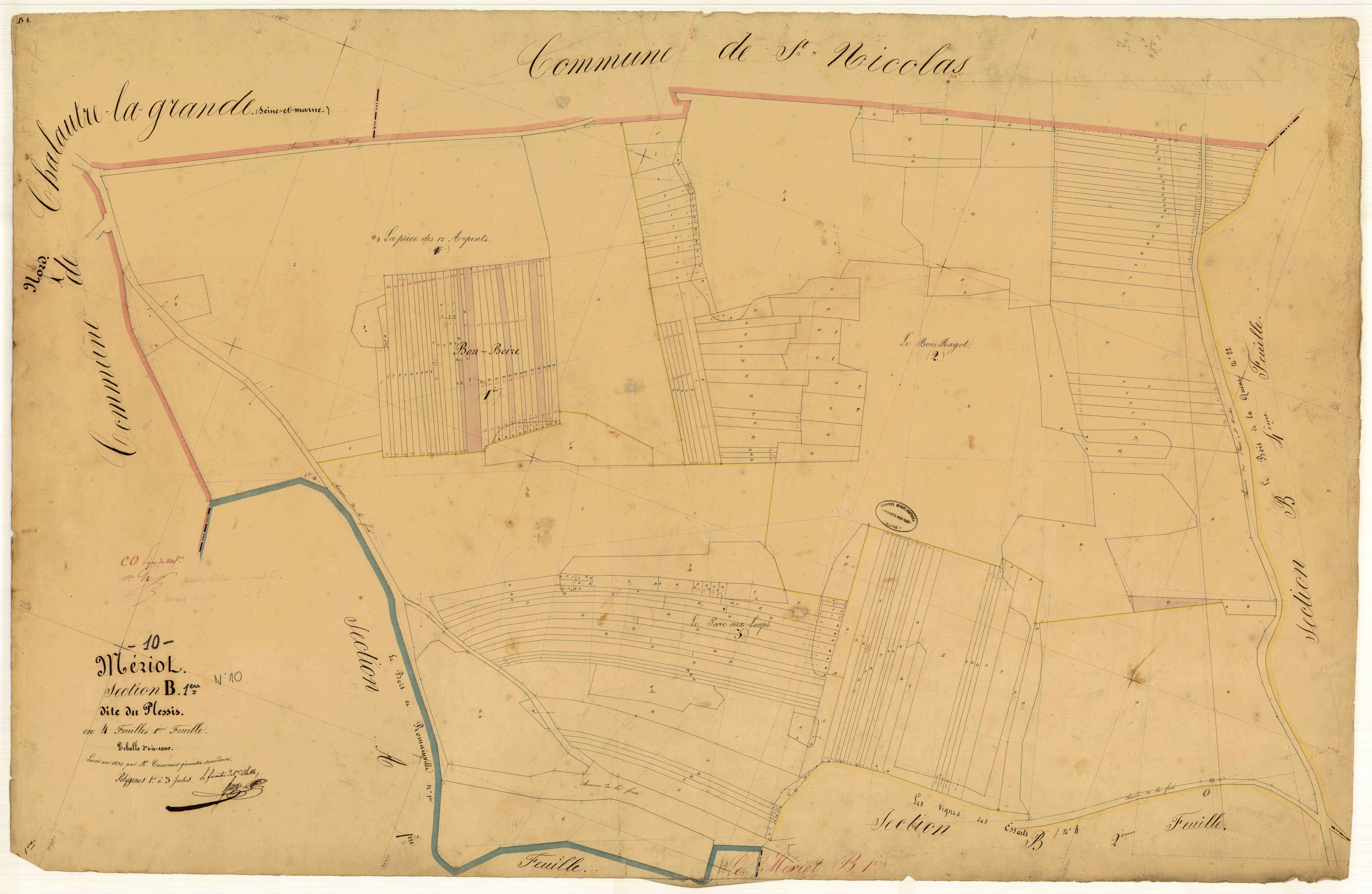Le Mériot, section B dite du Plessis, feuille n° 1