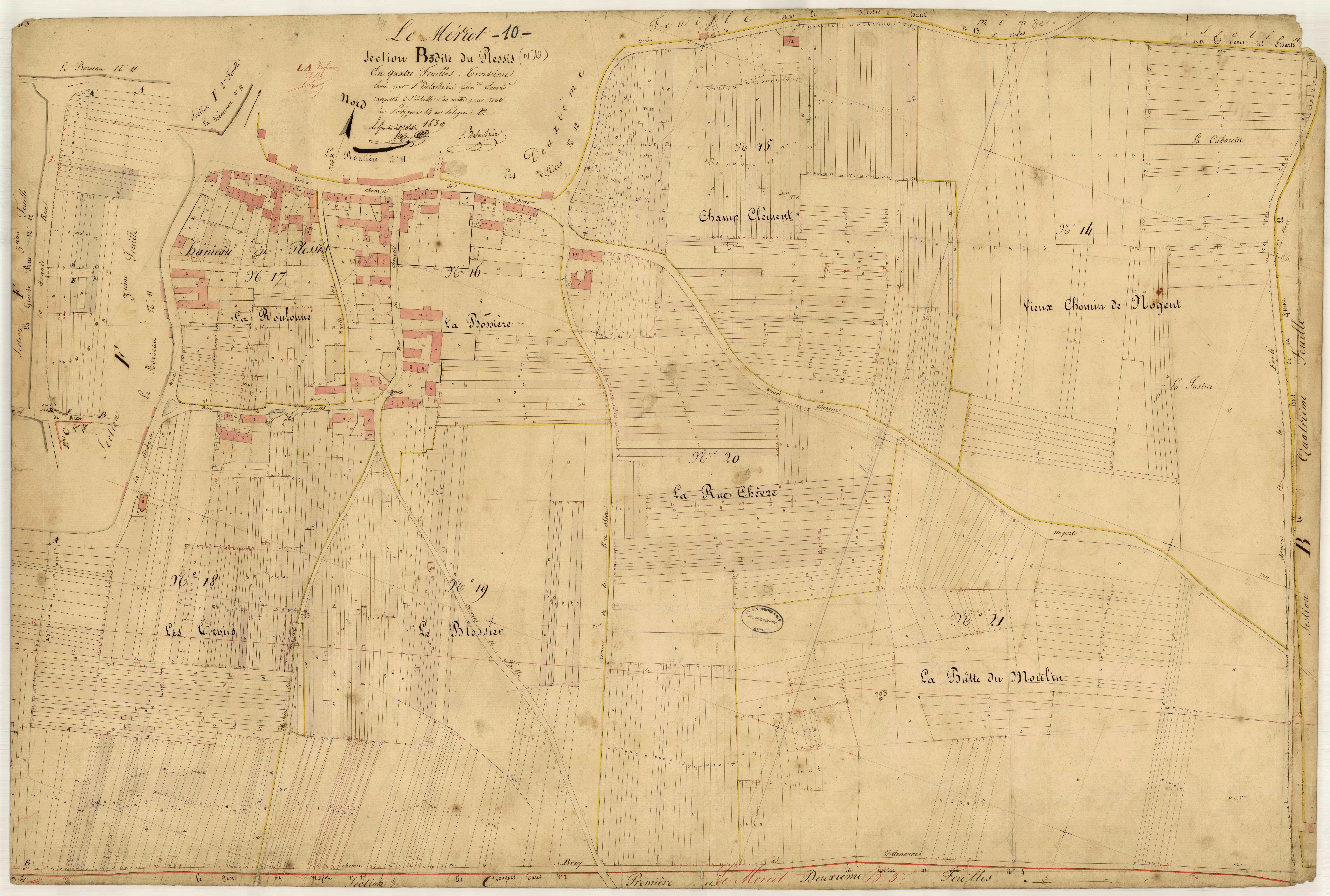 Le Mériot, section B dite du Plessis, feuille n° 3