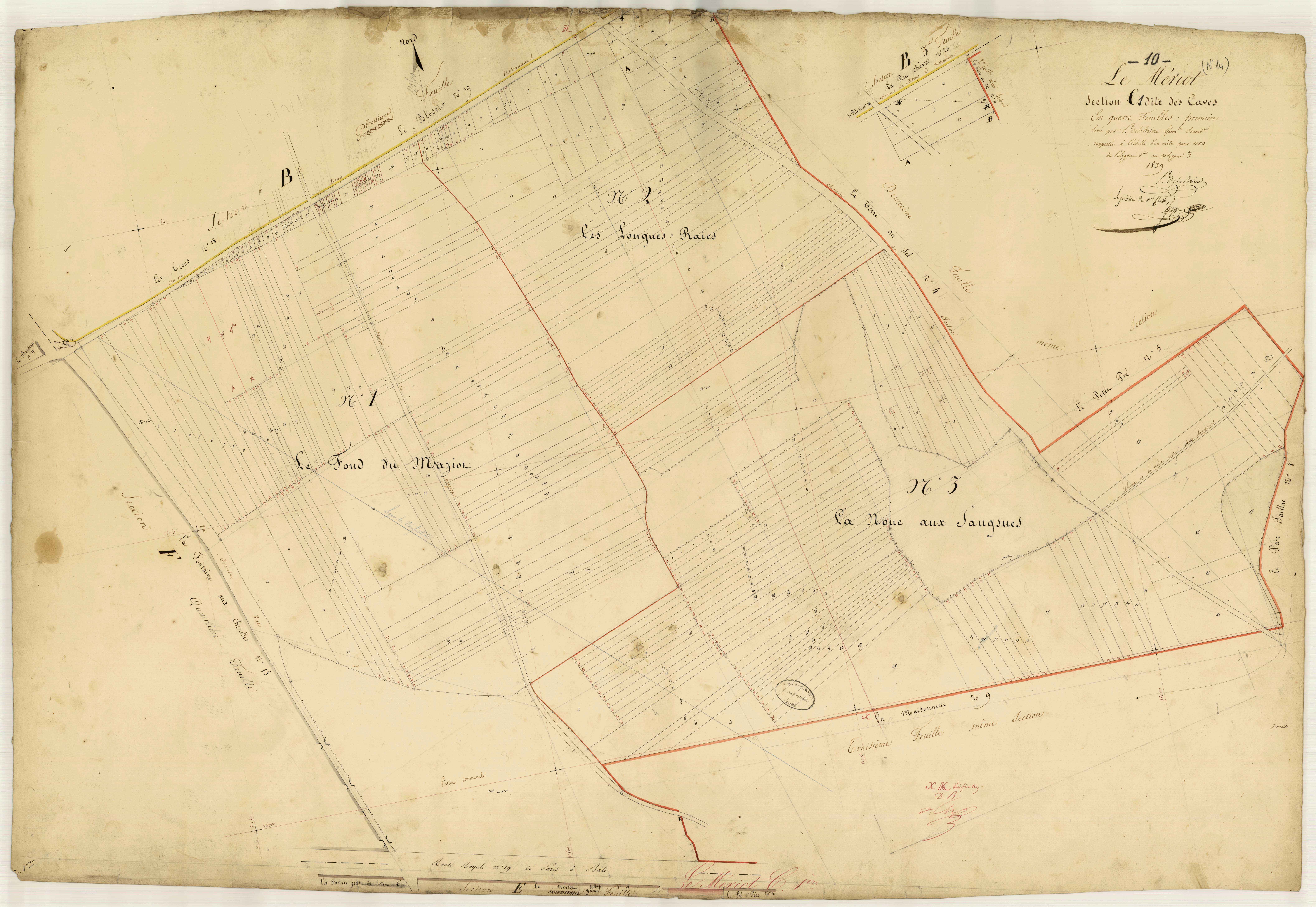 Le Mériot, section C dite des Caves, feuille n° 1