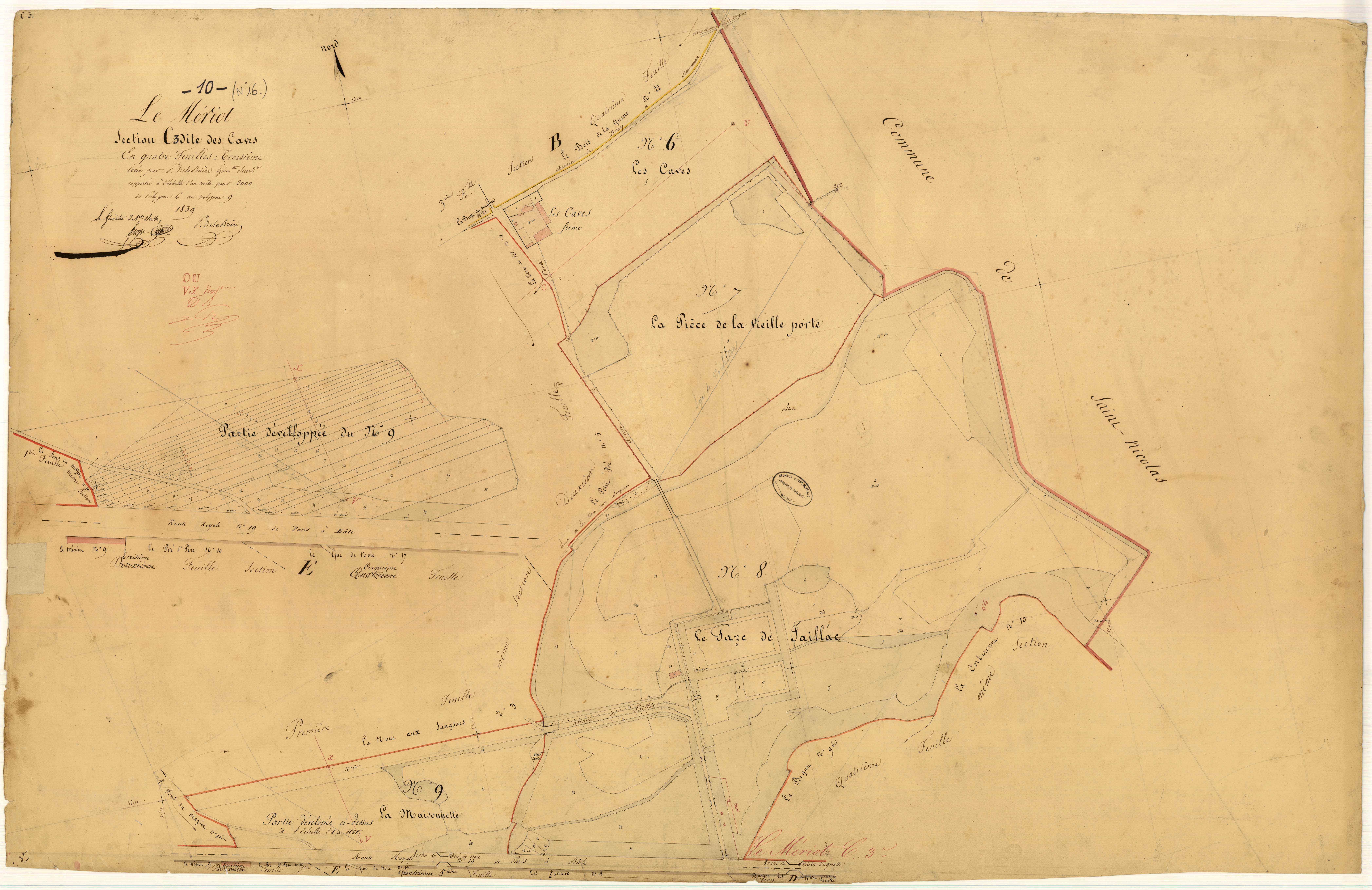 Le Mériot, section C dite des Caves, feuille n° 3