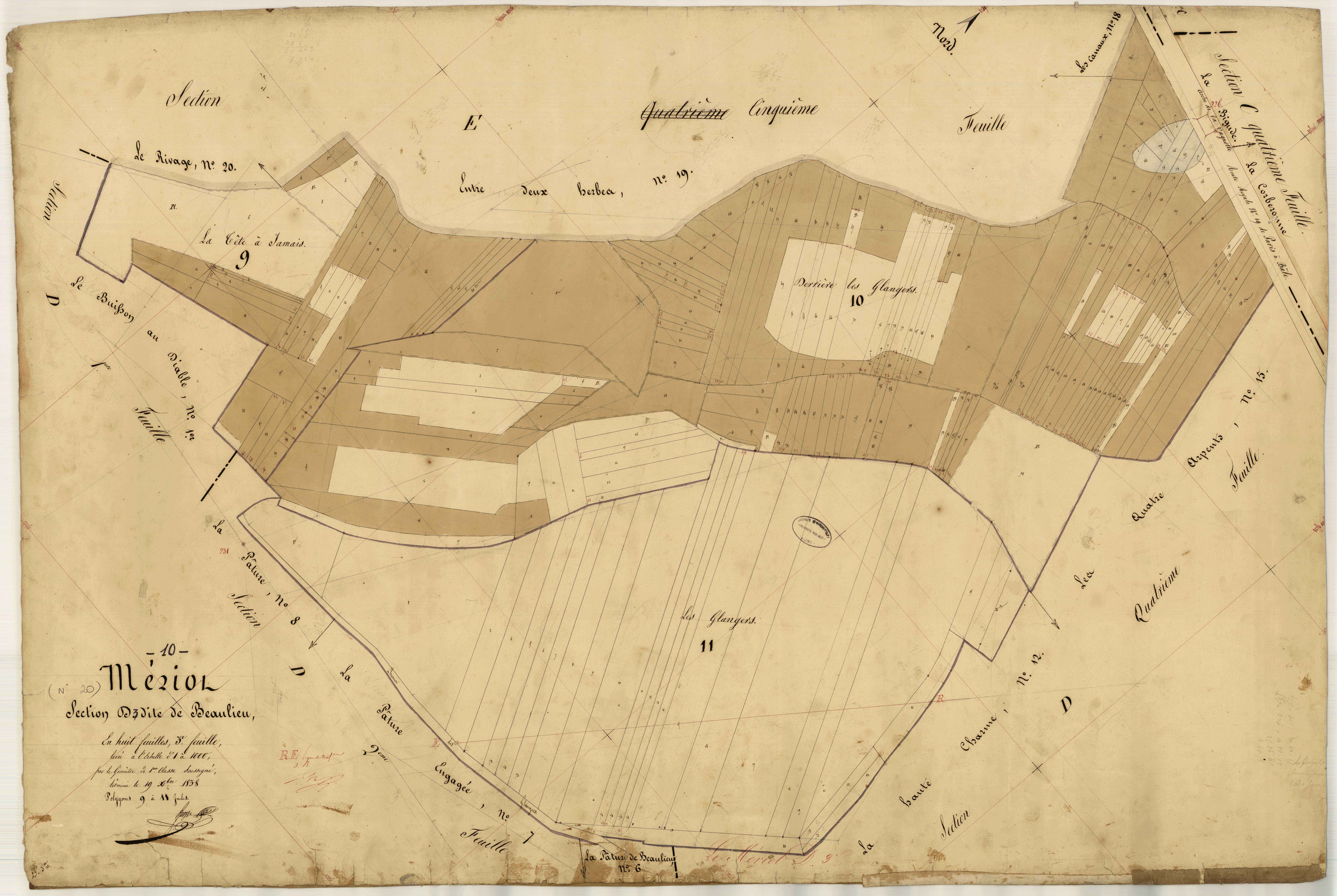 Le Mériot, section D dite de Beaulieu, feuille n° 3