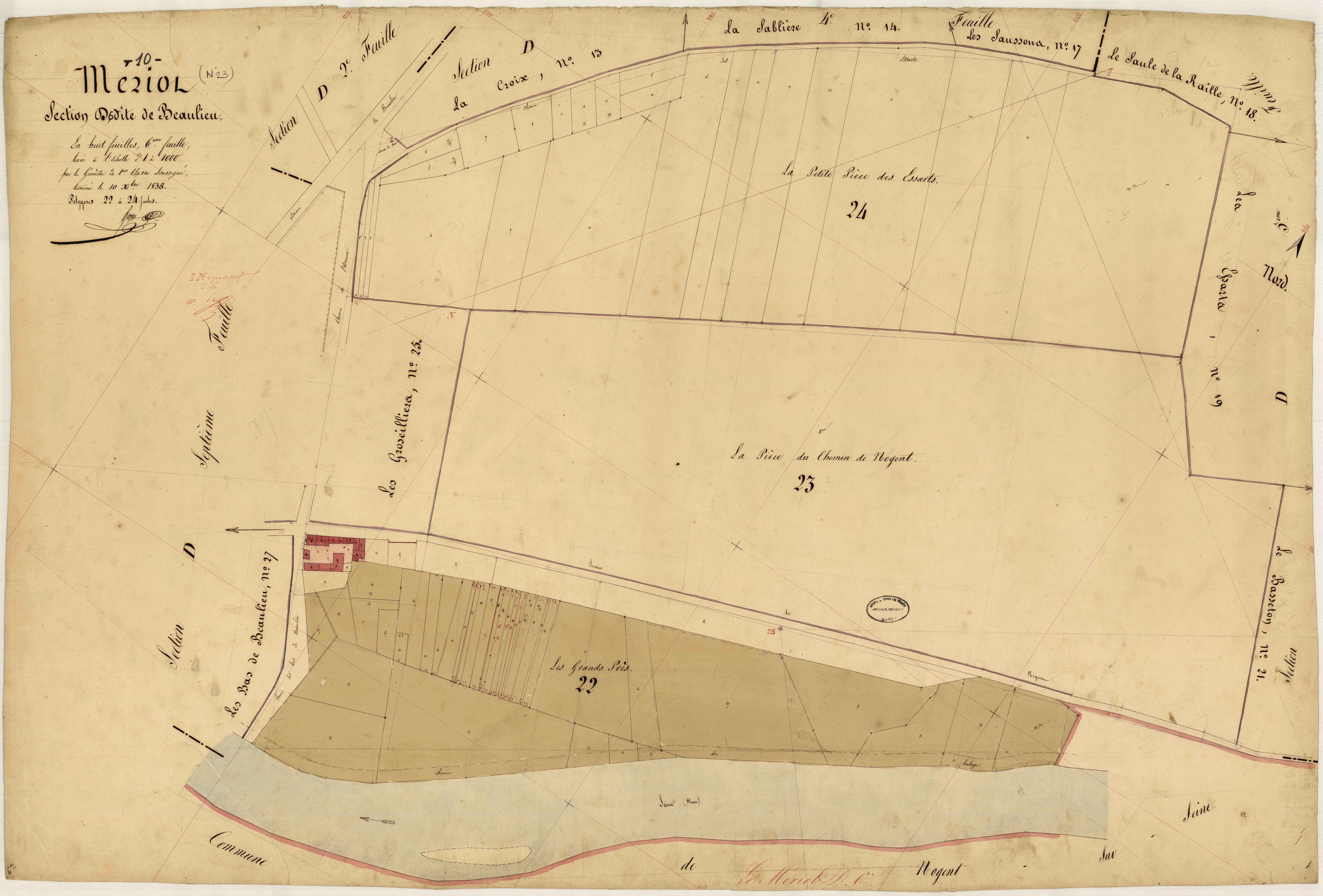 Le Mériot, section D dite de Beaulieu, feuille n° 6