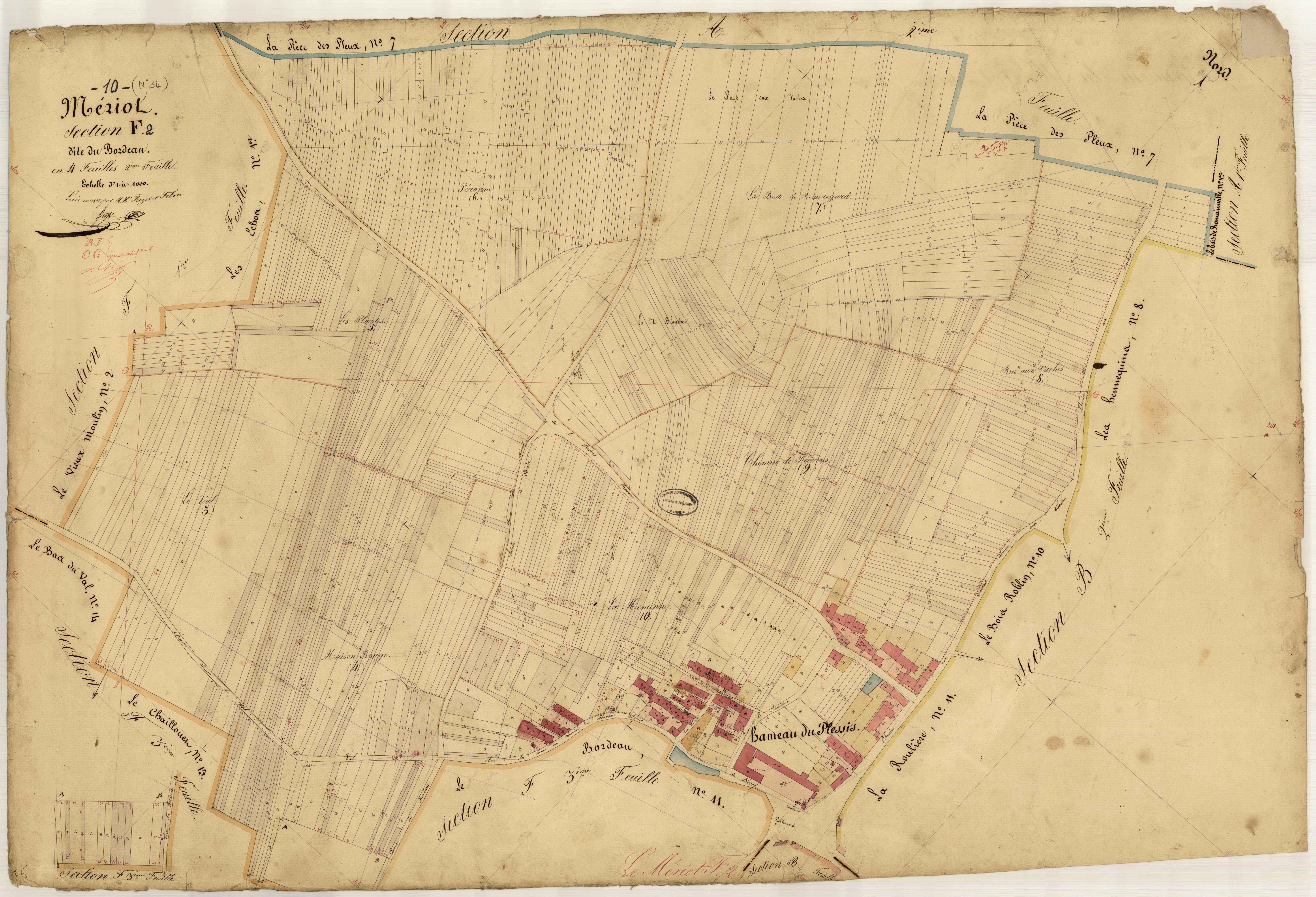 Le Mériot, section F dite du Bordeau, feuille n° 2