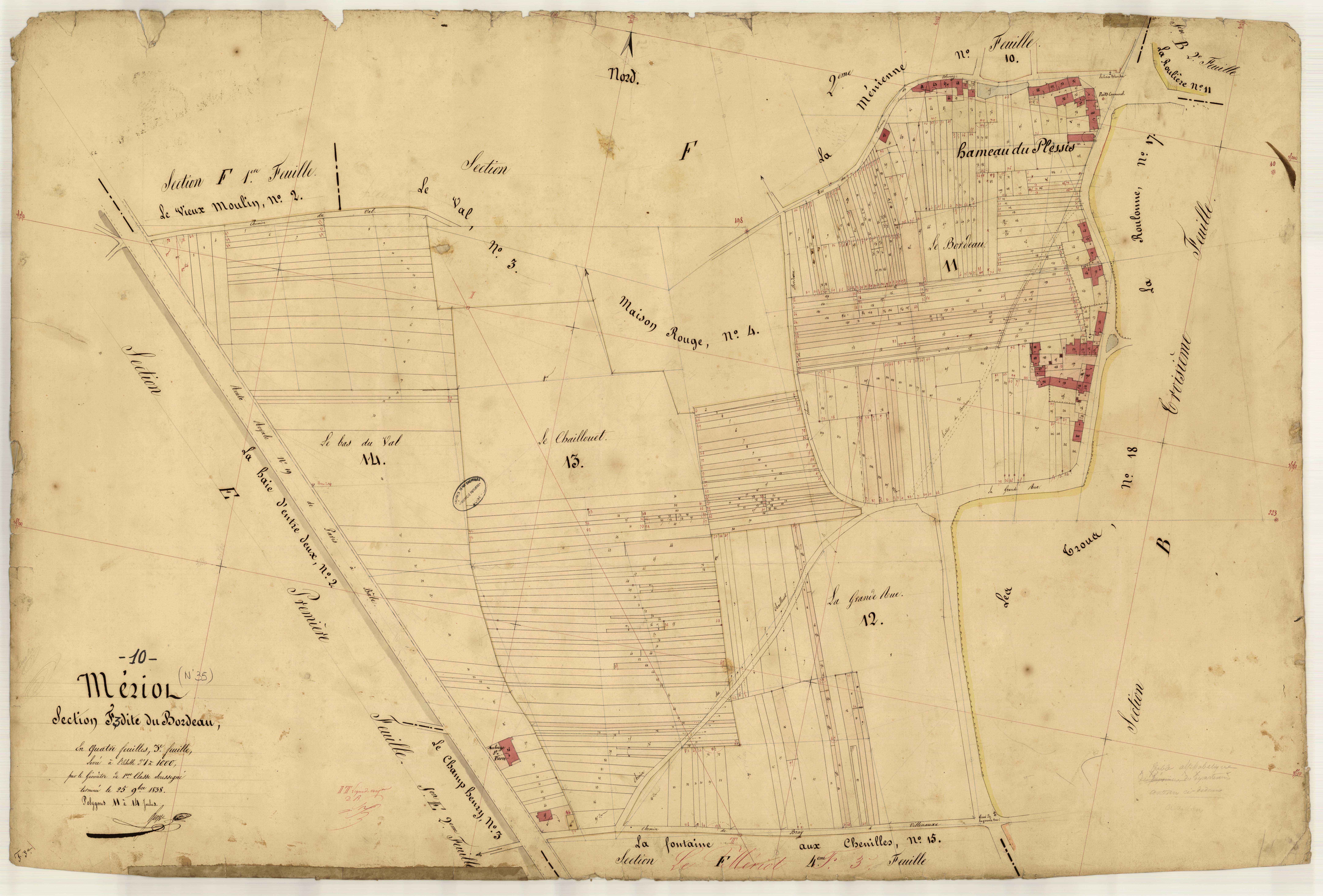 Le Mériot, section F dite du Bordeau, feuille n° 3