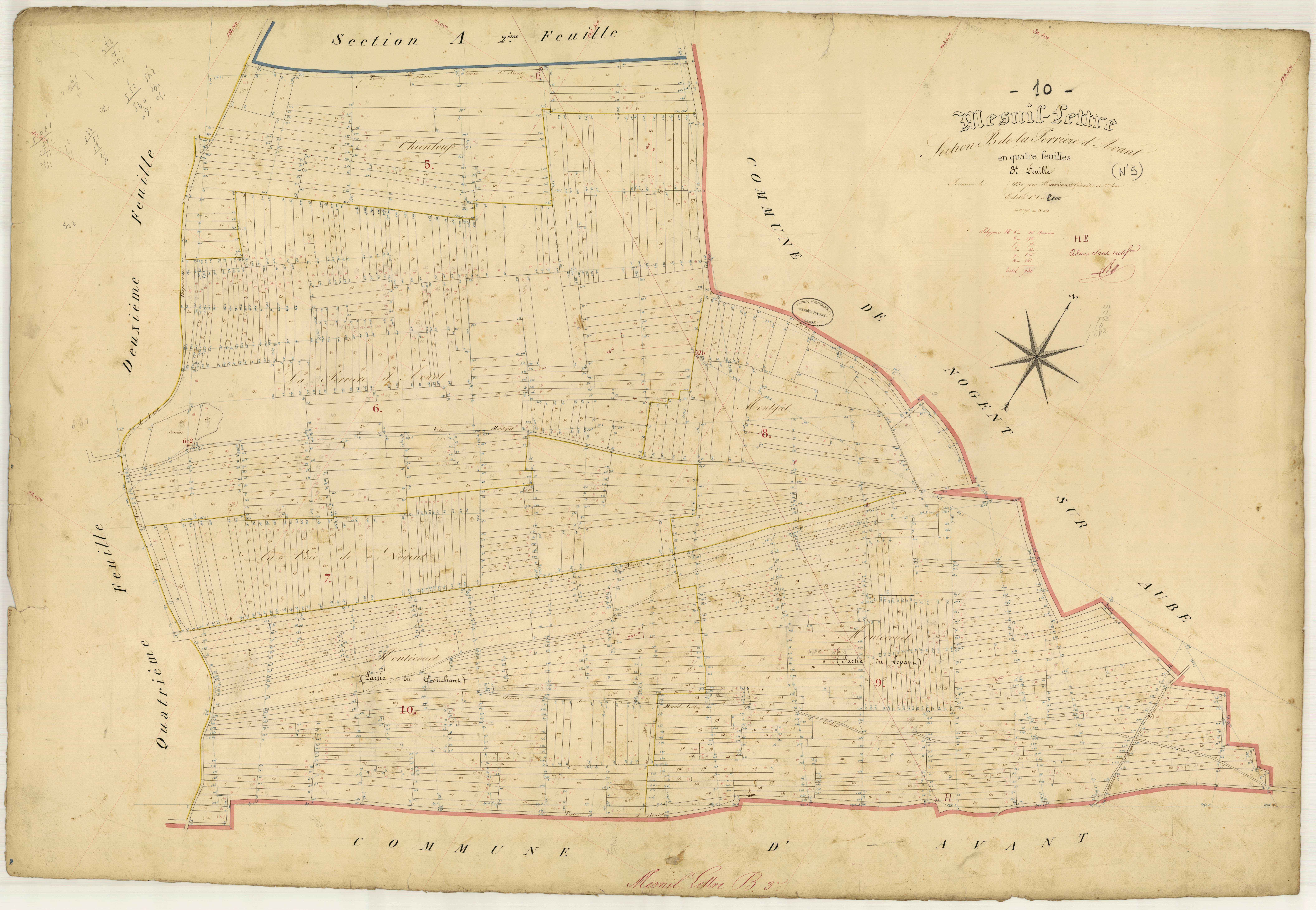 Mesnil-Lettre, section B dite la Perrière d'Avant, feuille n° 3