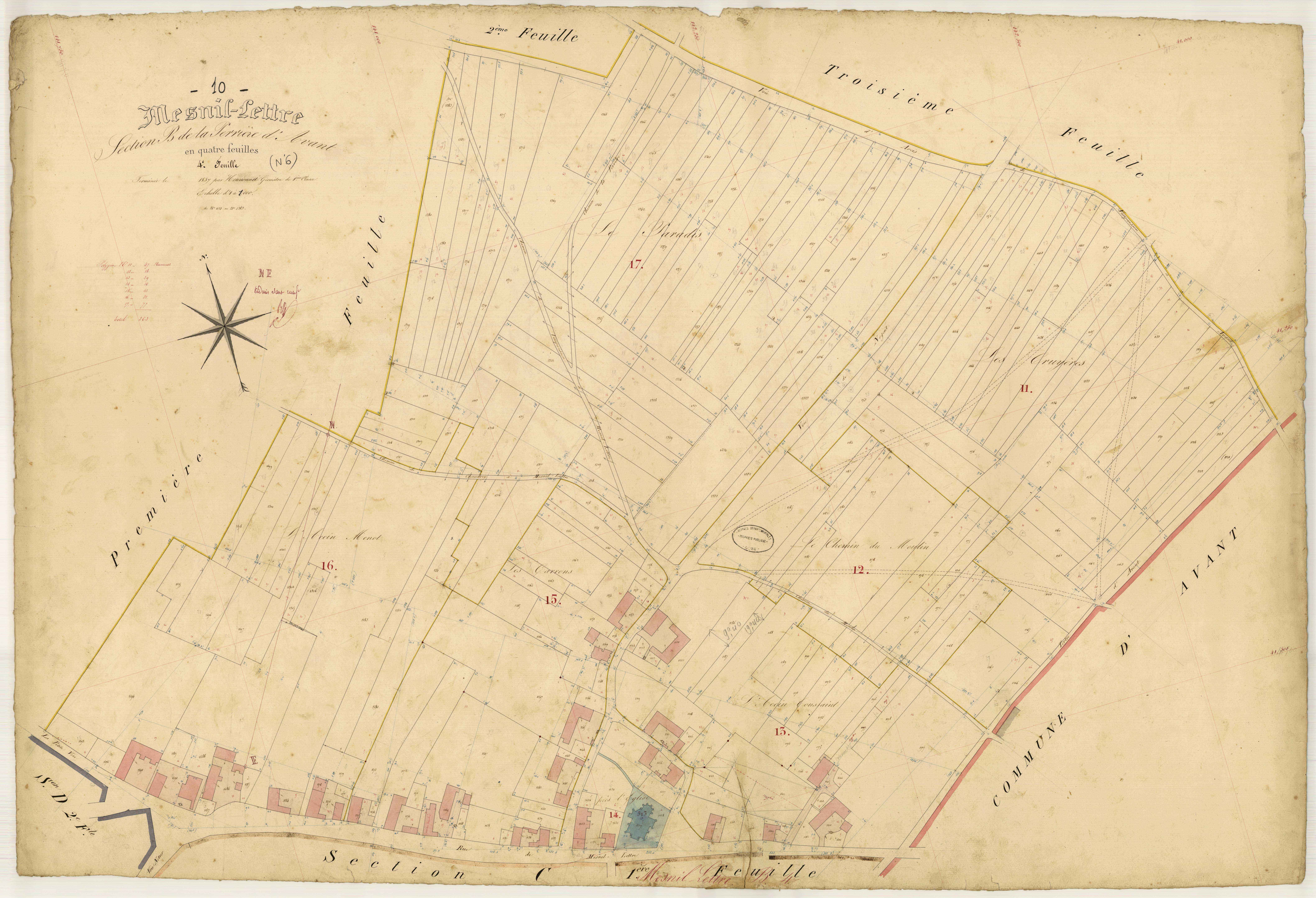 Mesnil-Lettre, section B dite la Perrière d'Avant, feuille n° 4