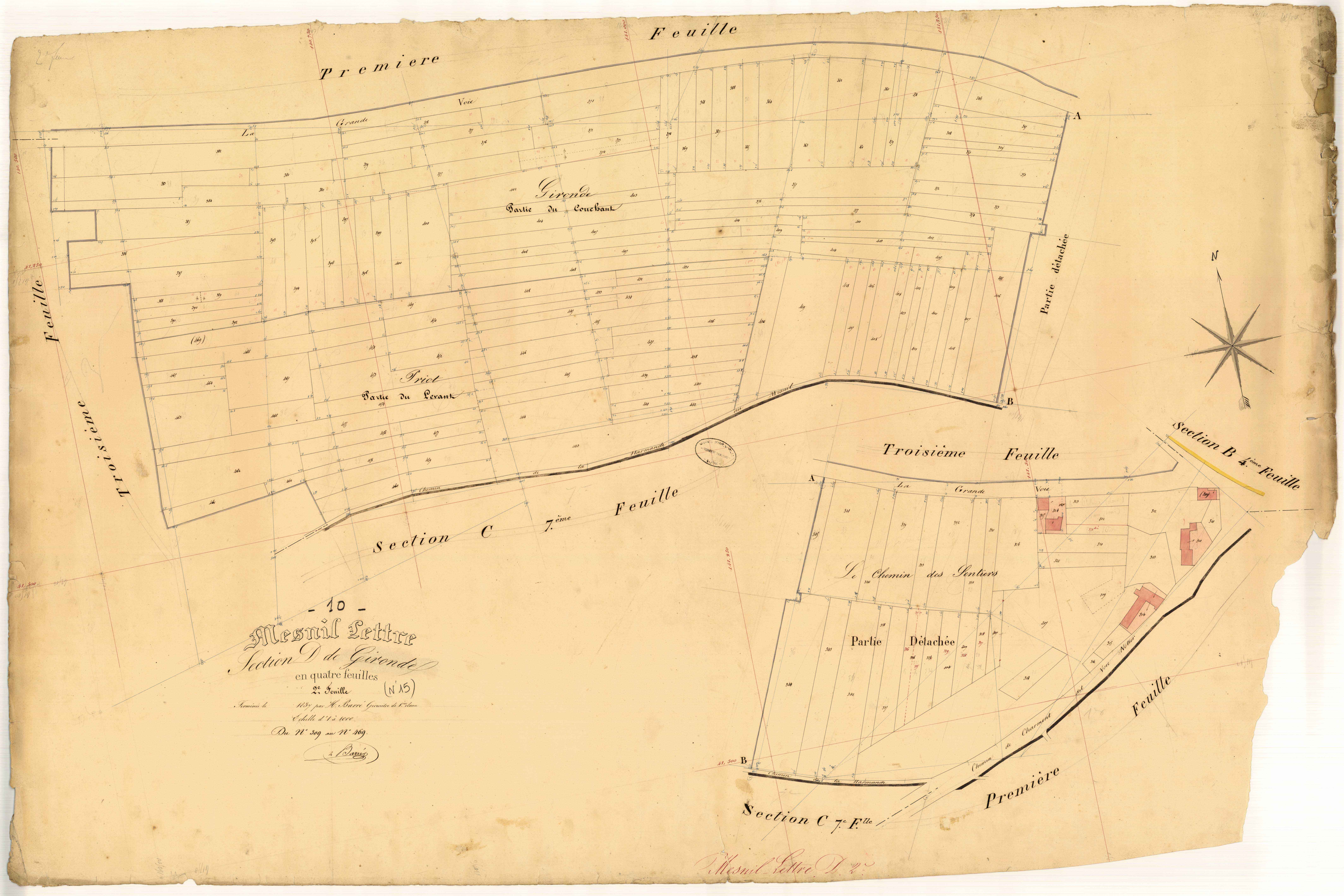 Mesnil-Lettre, section D dite de Gironde, feuille n° 2