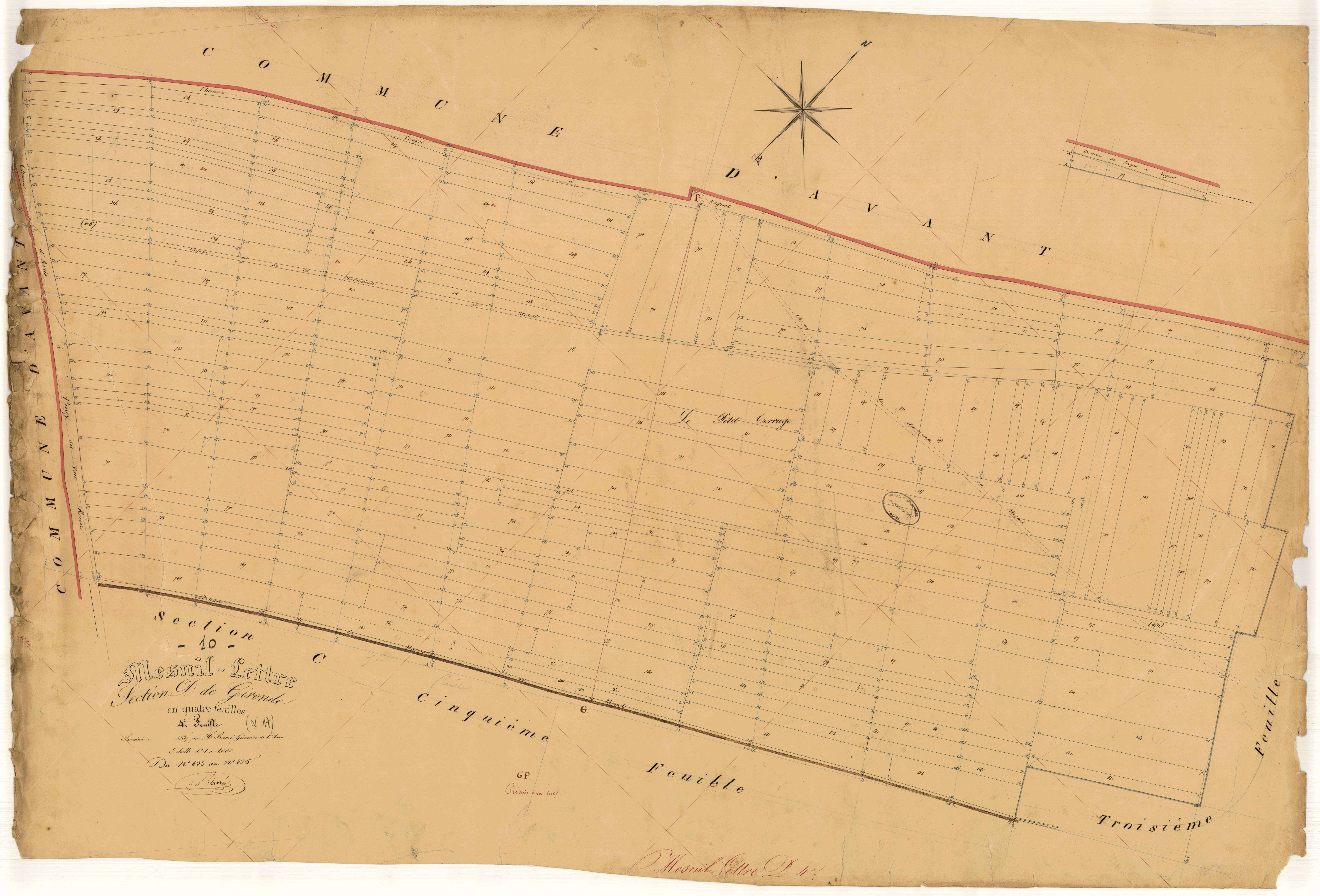 Mesnil-Lettre, section D dite de Gironde, feuille n° 4