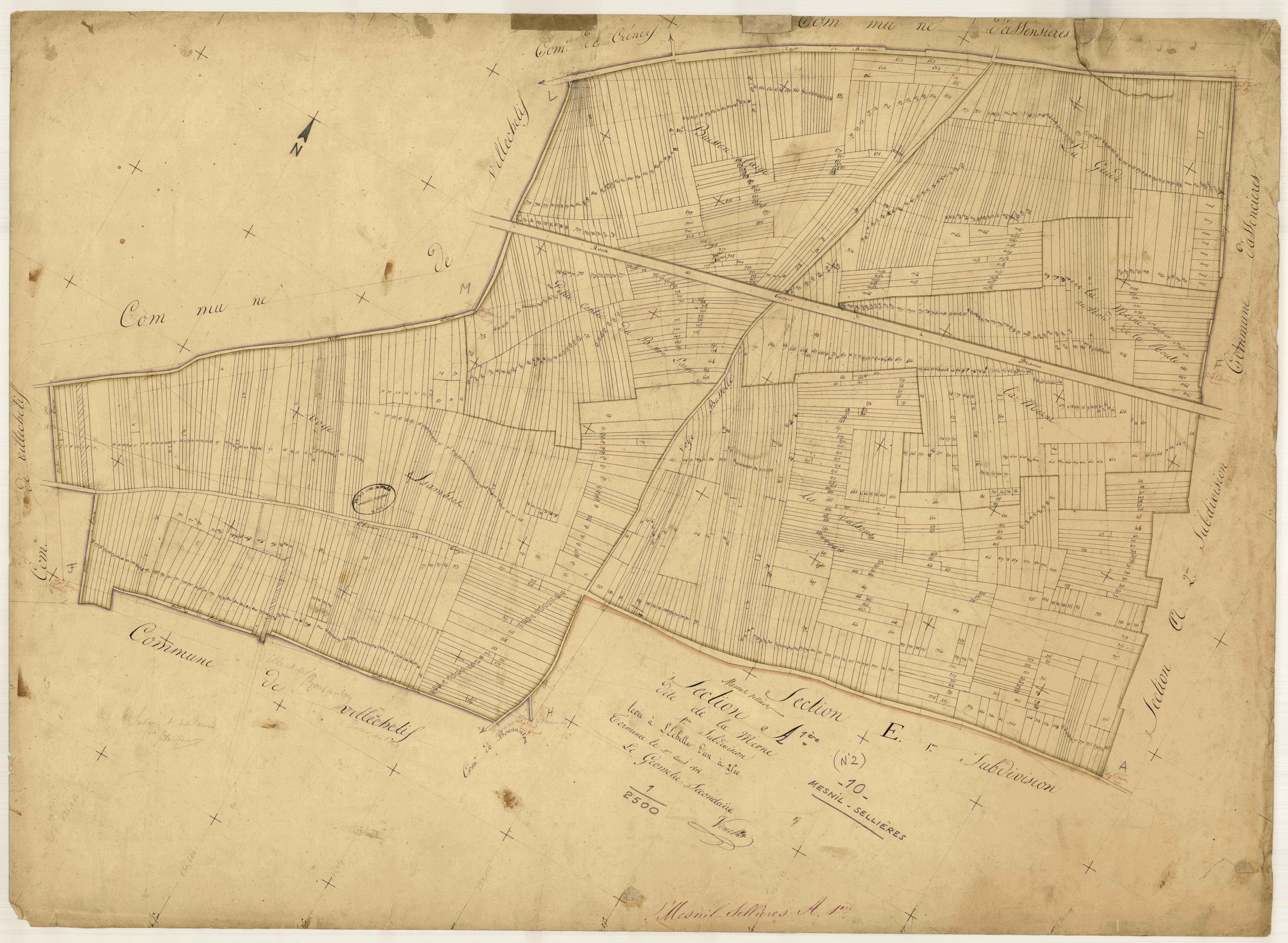 Mesnil-Sellières, section A dite de la Merne, feuille n° 1