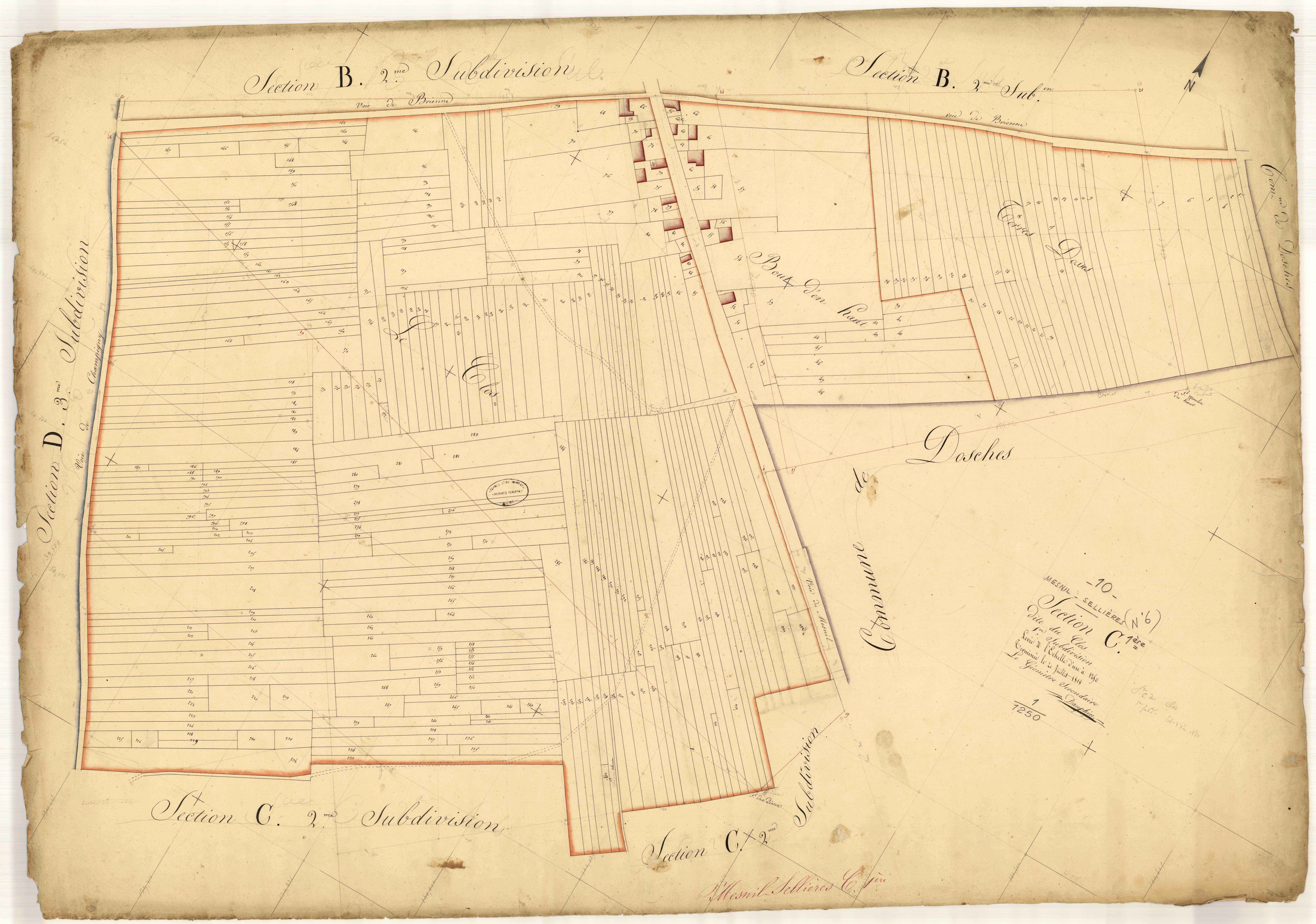 Mesnil-Sellières, section C dite du Clos, feuille n° 1