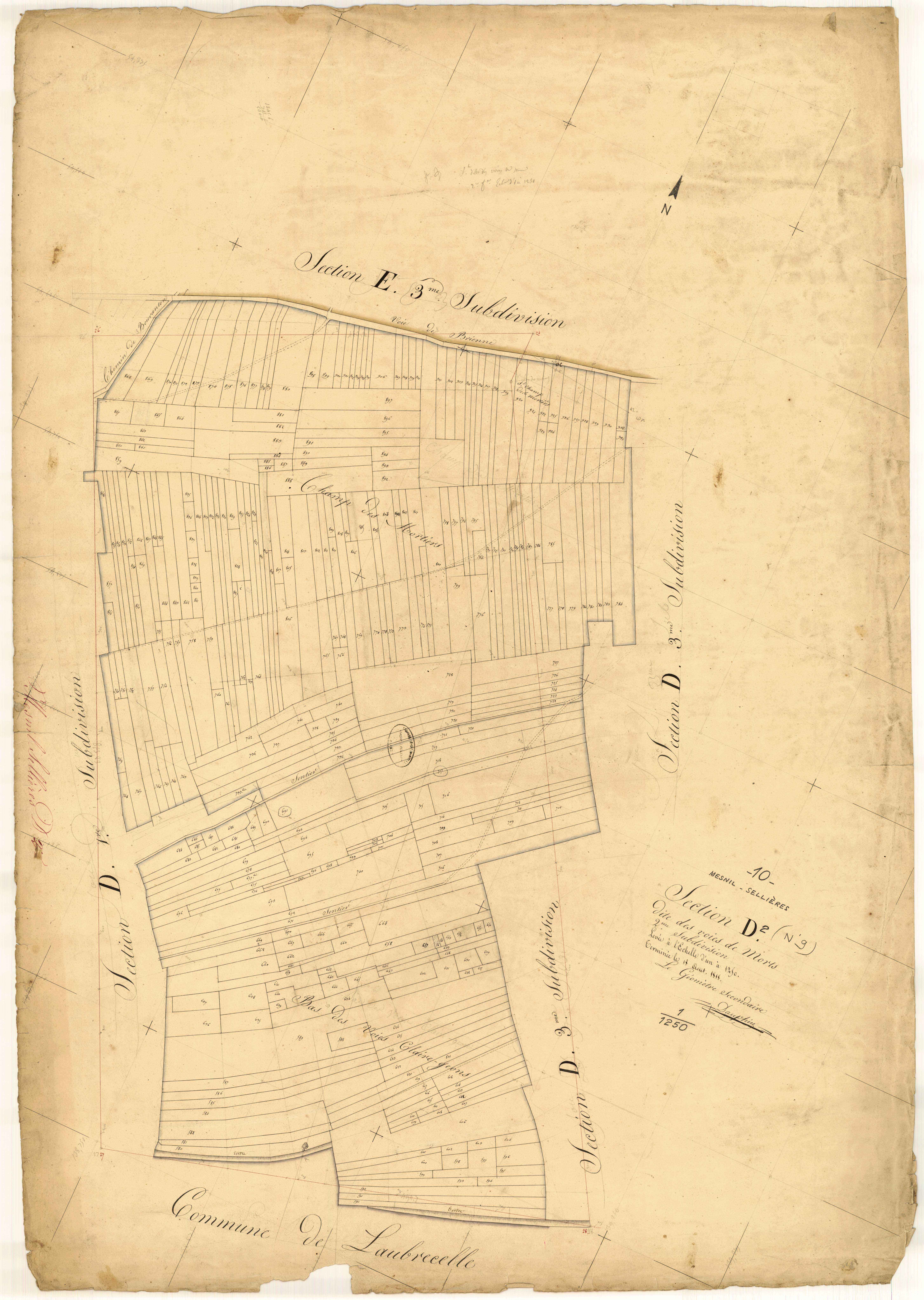 Mesnil-Sellières, section D dite des voies de morts, feuille n° 2