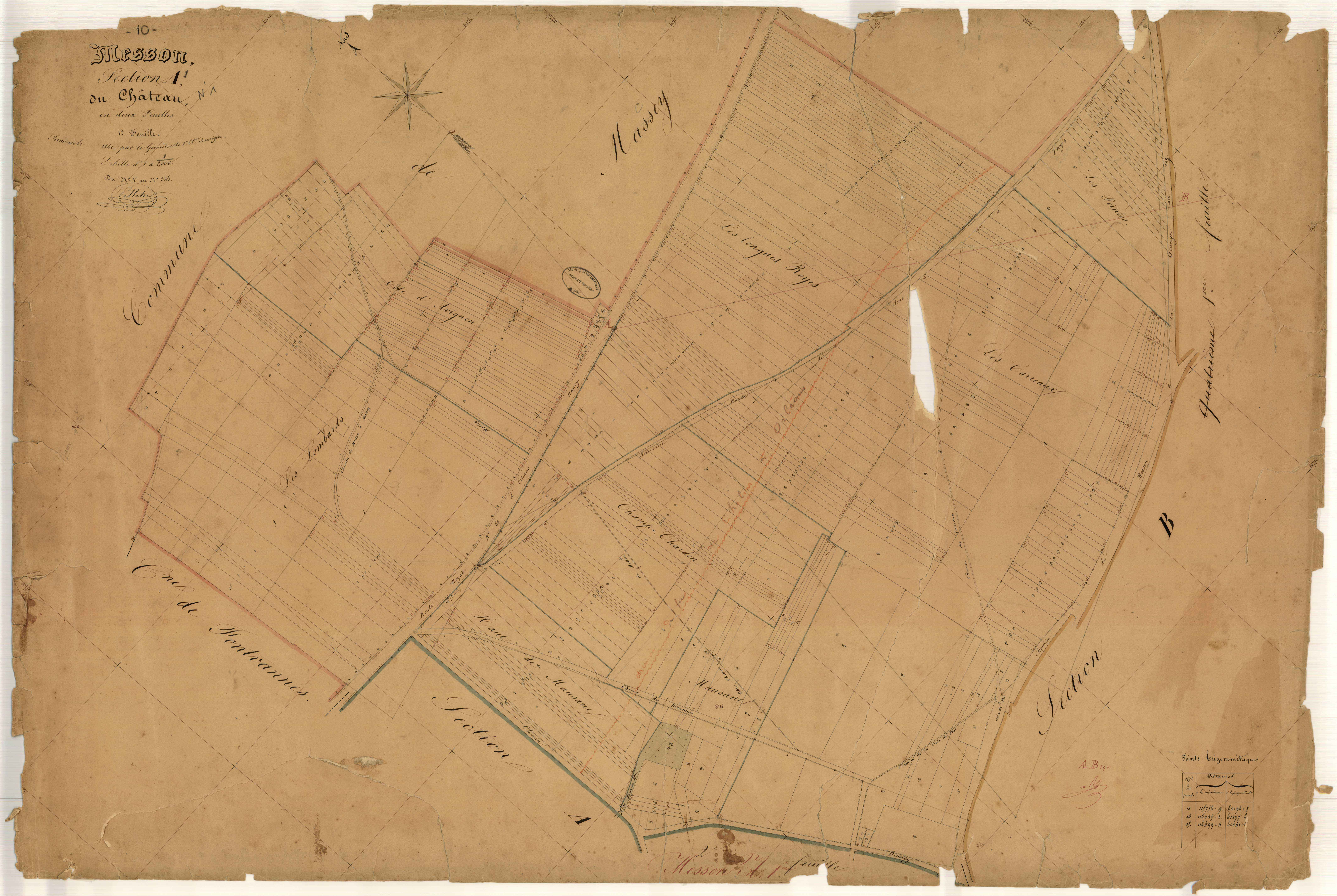 Messon, section A dite du château, feuille n° 1, parcelles n°1-345