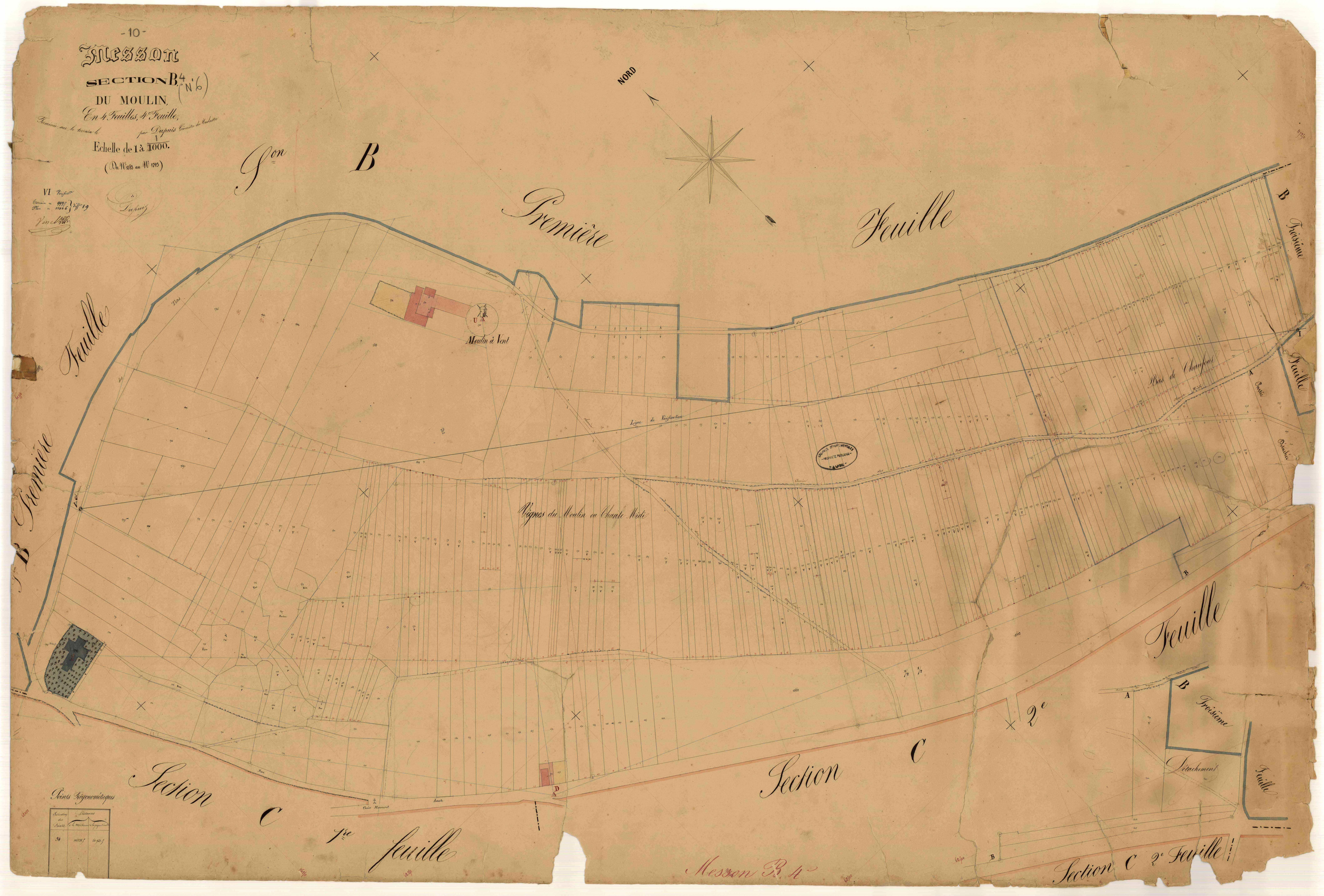 Messon, section B dite du moulin, feuille n° 4, parcelles n°1383-1723