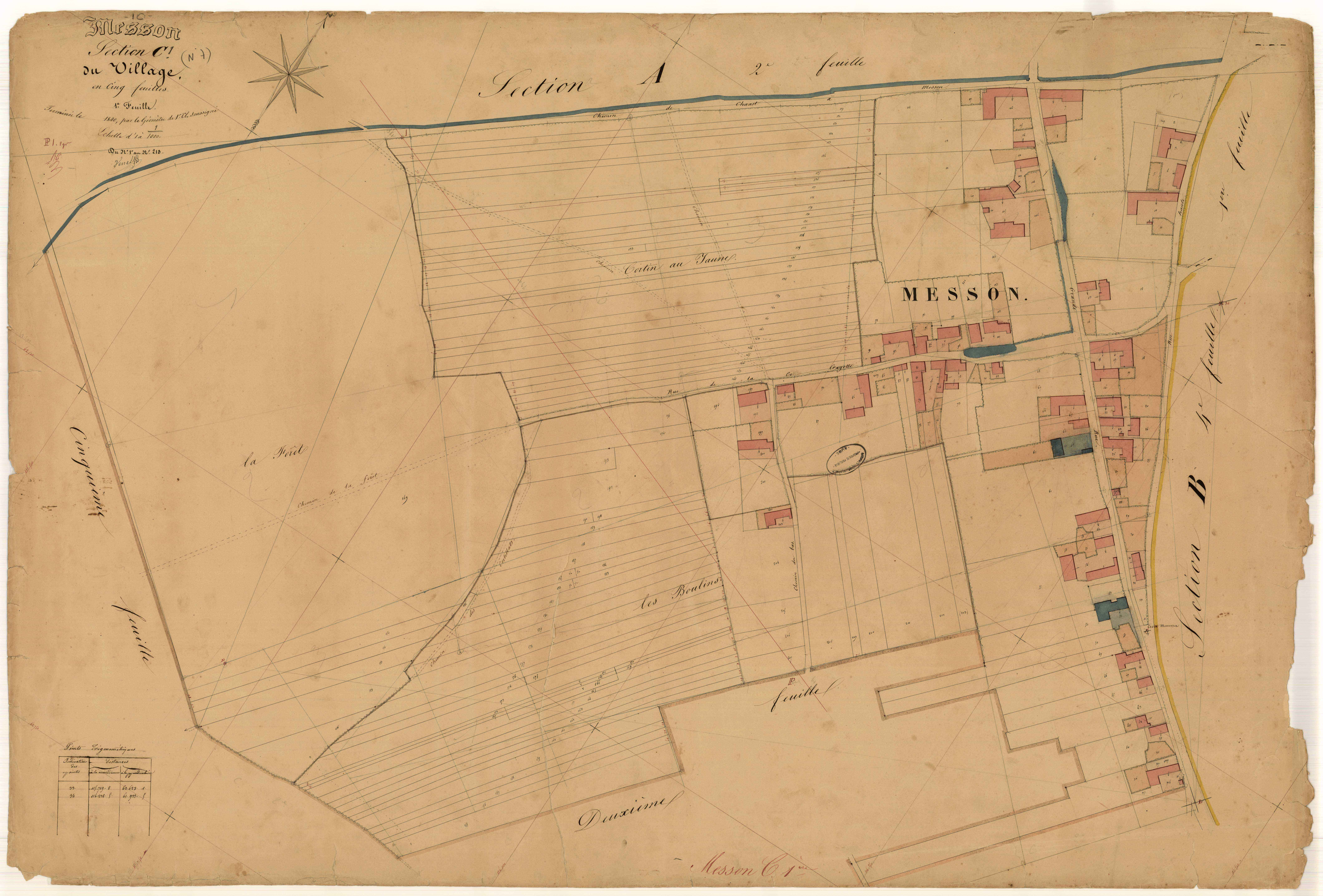 Messon, section C dite du village, feuille n° 1, parcelles n°1-213