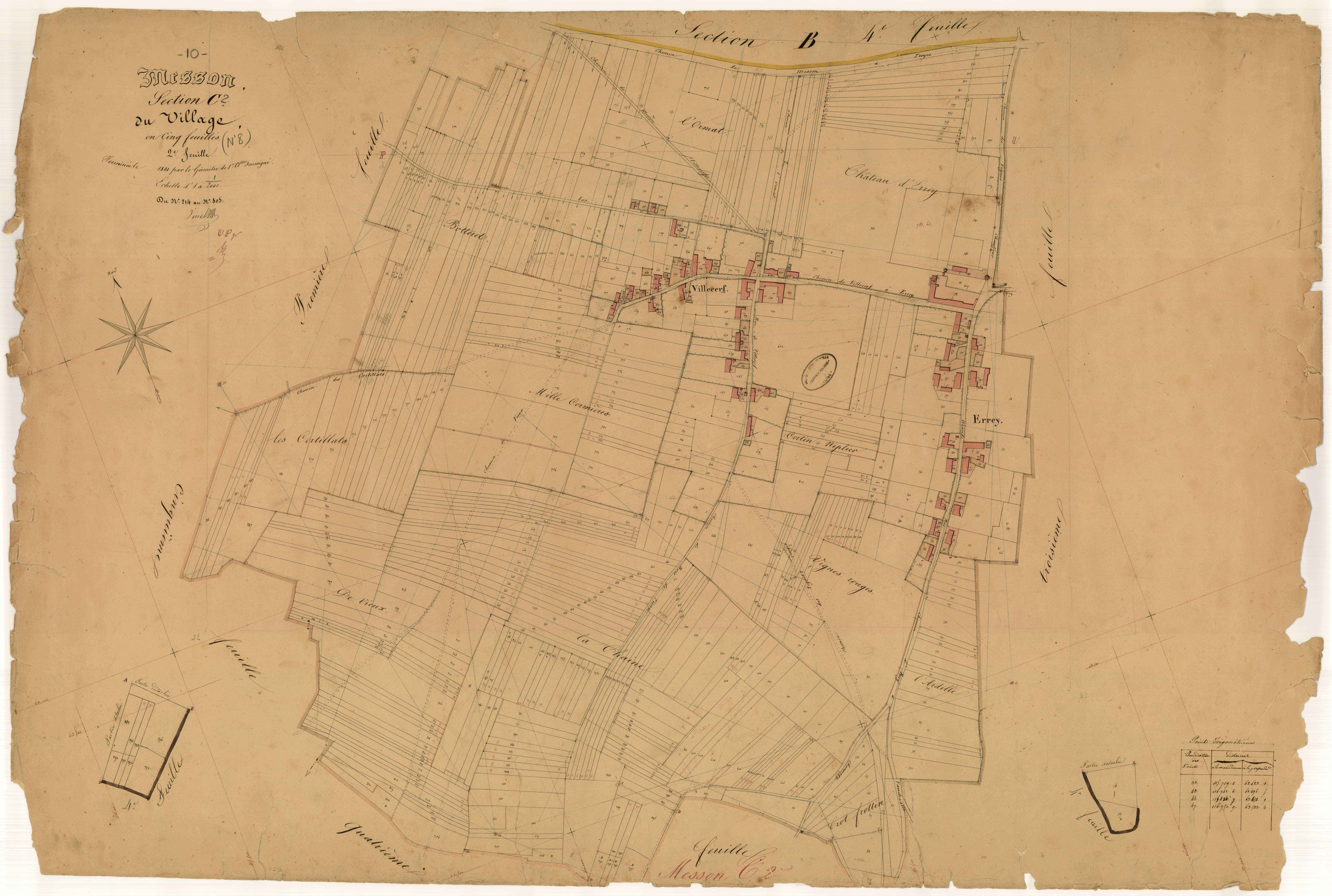 Messon, section C dite du village, feuille n° 2, parcelles n°214-805