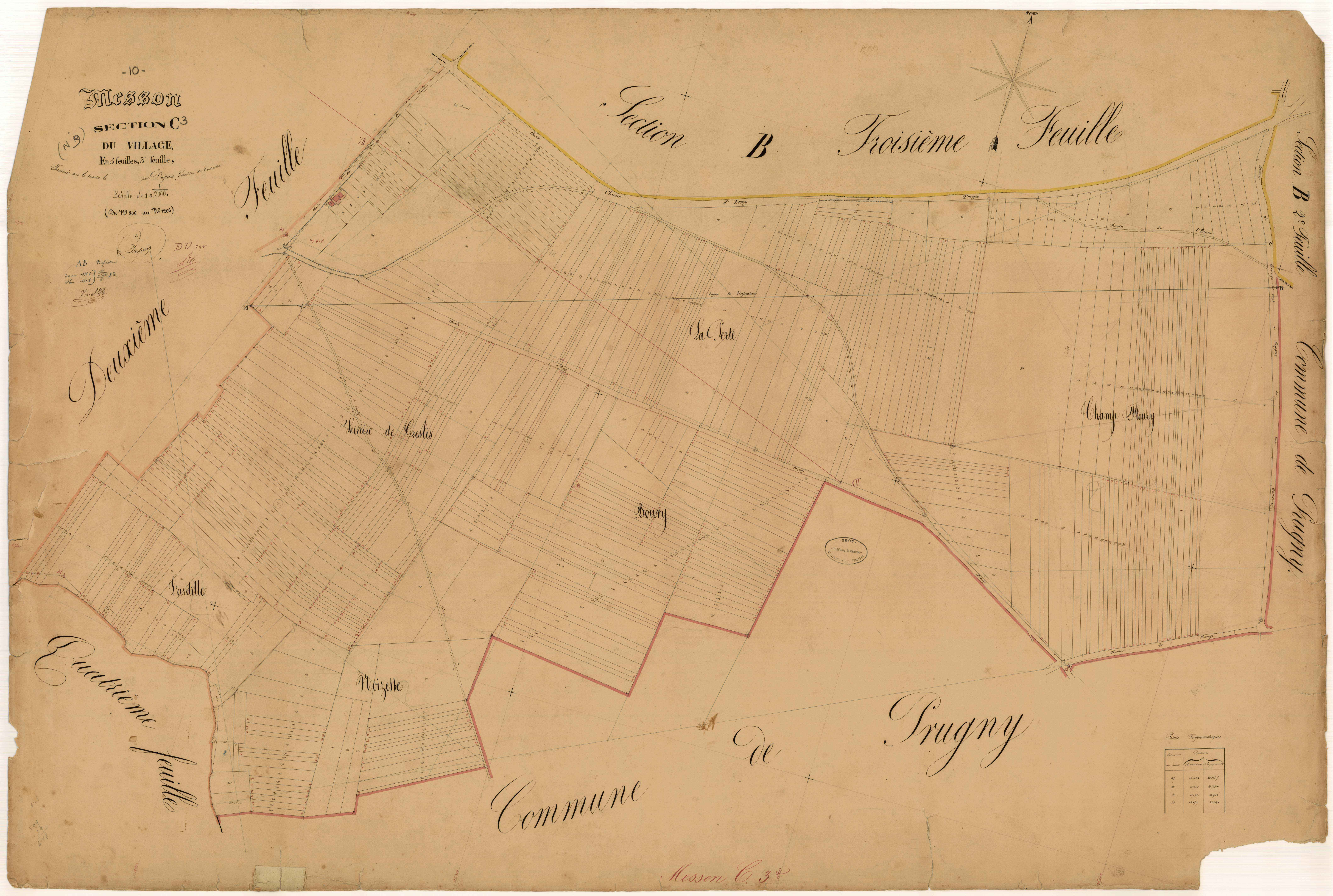 Messon, section C dite du village, feuille n° 3, parcelles n°806-1206