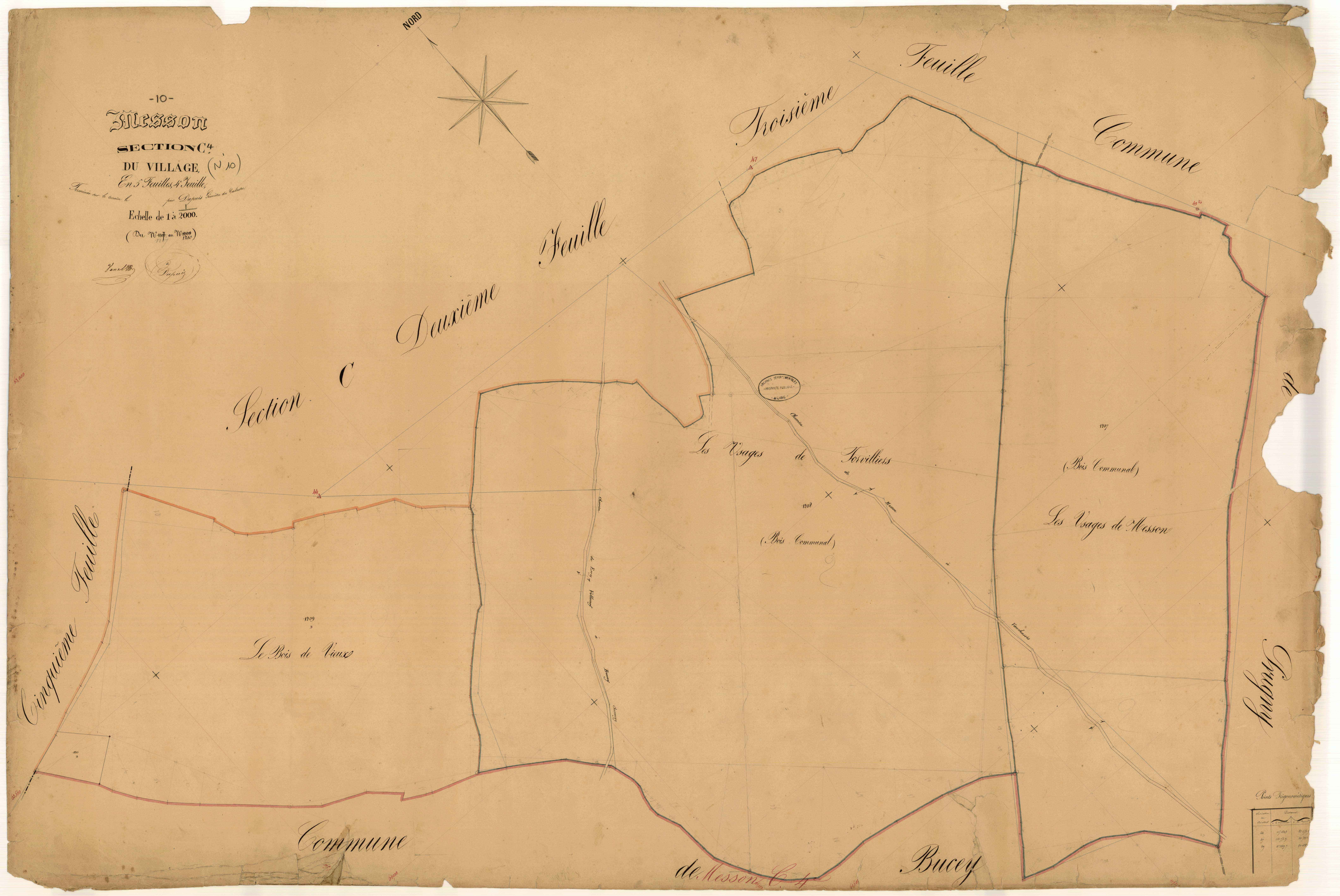 Messon, section C dite du village, feuille n° 4, parcelles n°1207-1210