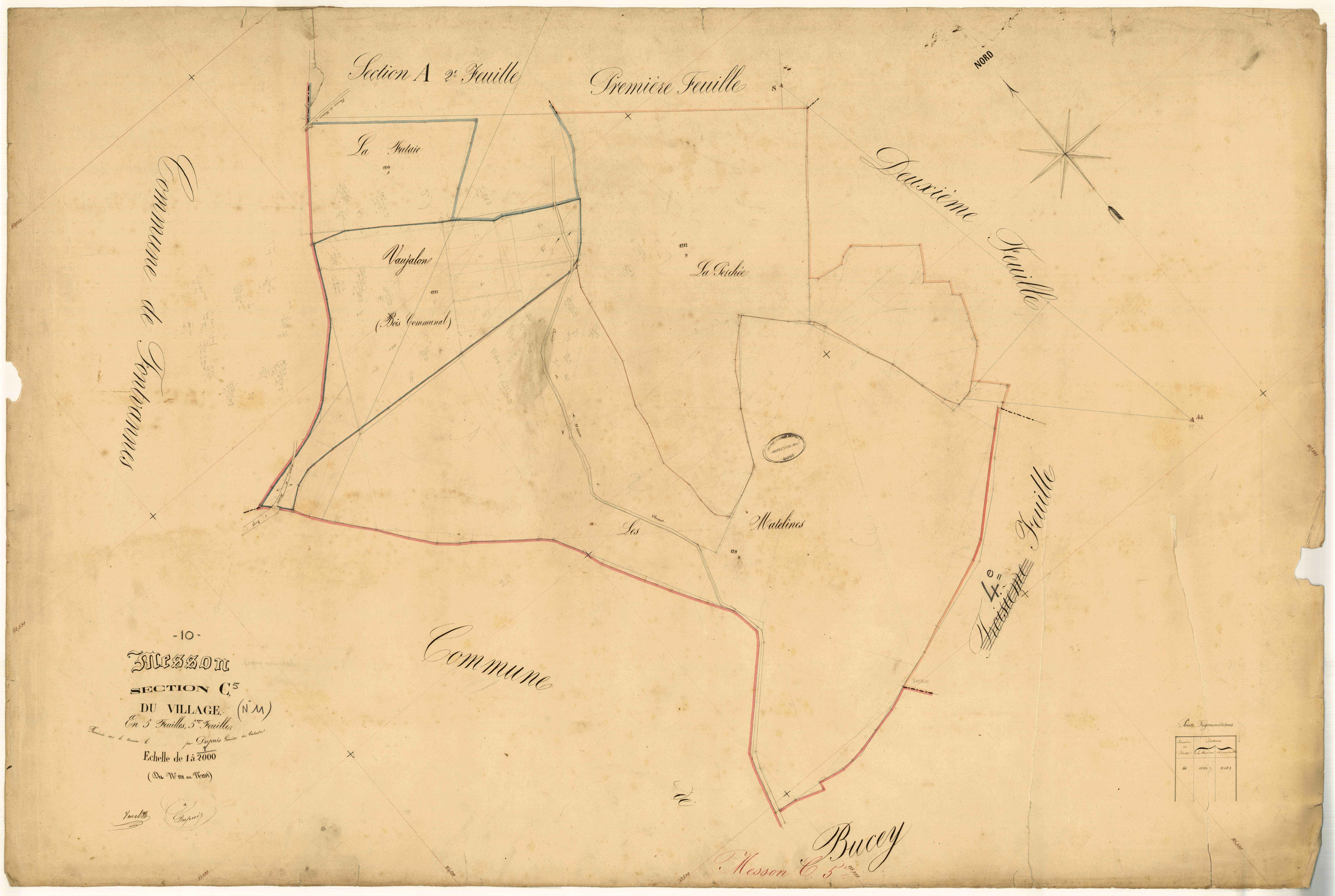 Messon, section C dite du village, feuille n° 5, parcelles n°1211-1214