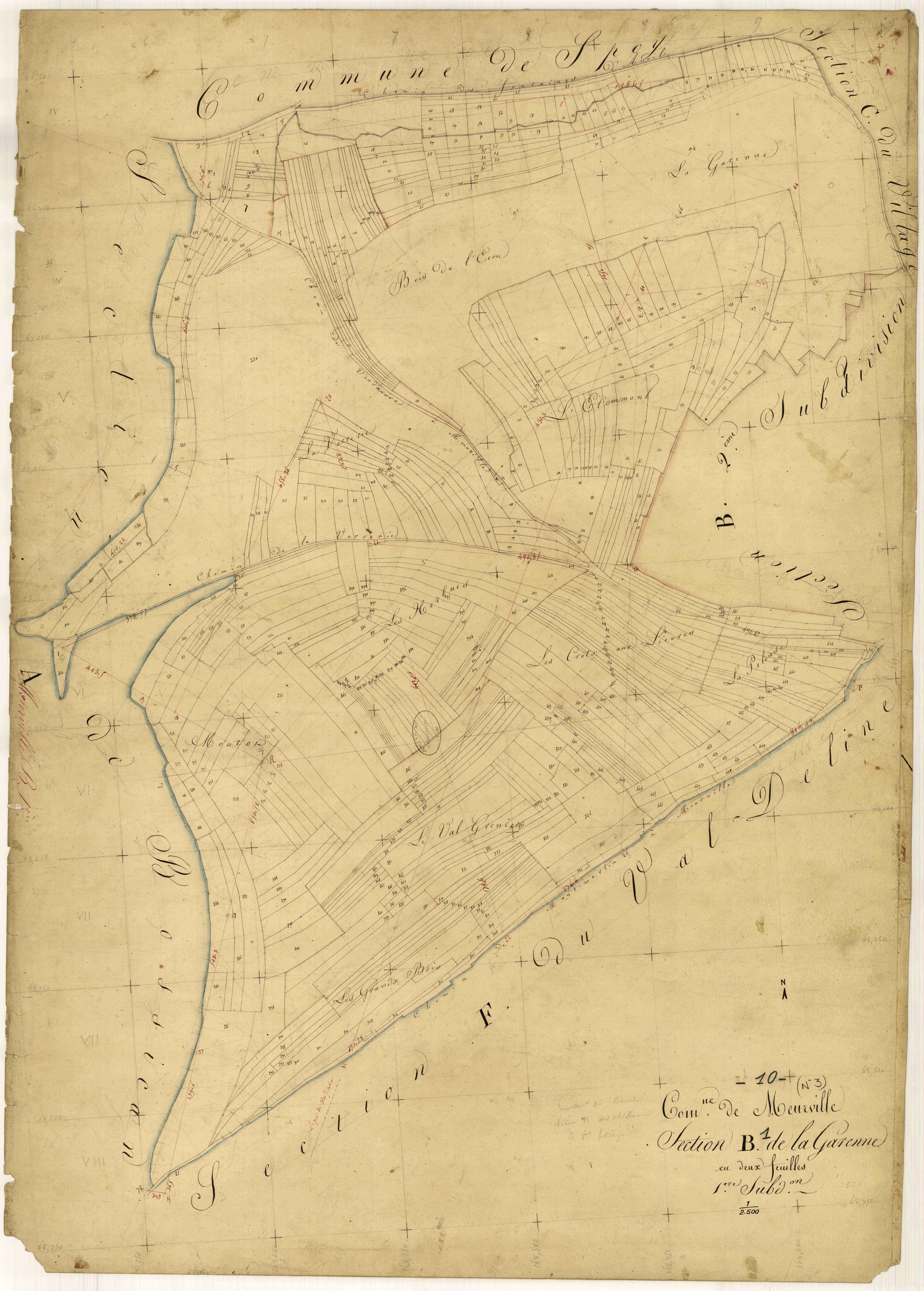 Meurville, section B dite de la Garenne, feuille n° 1