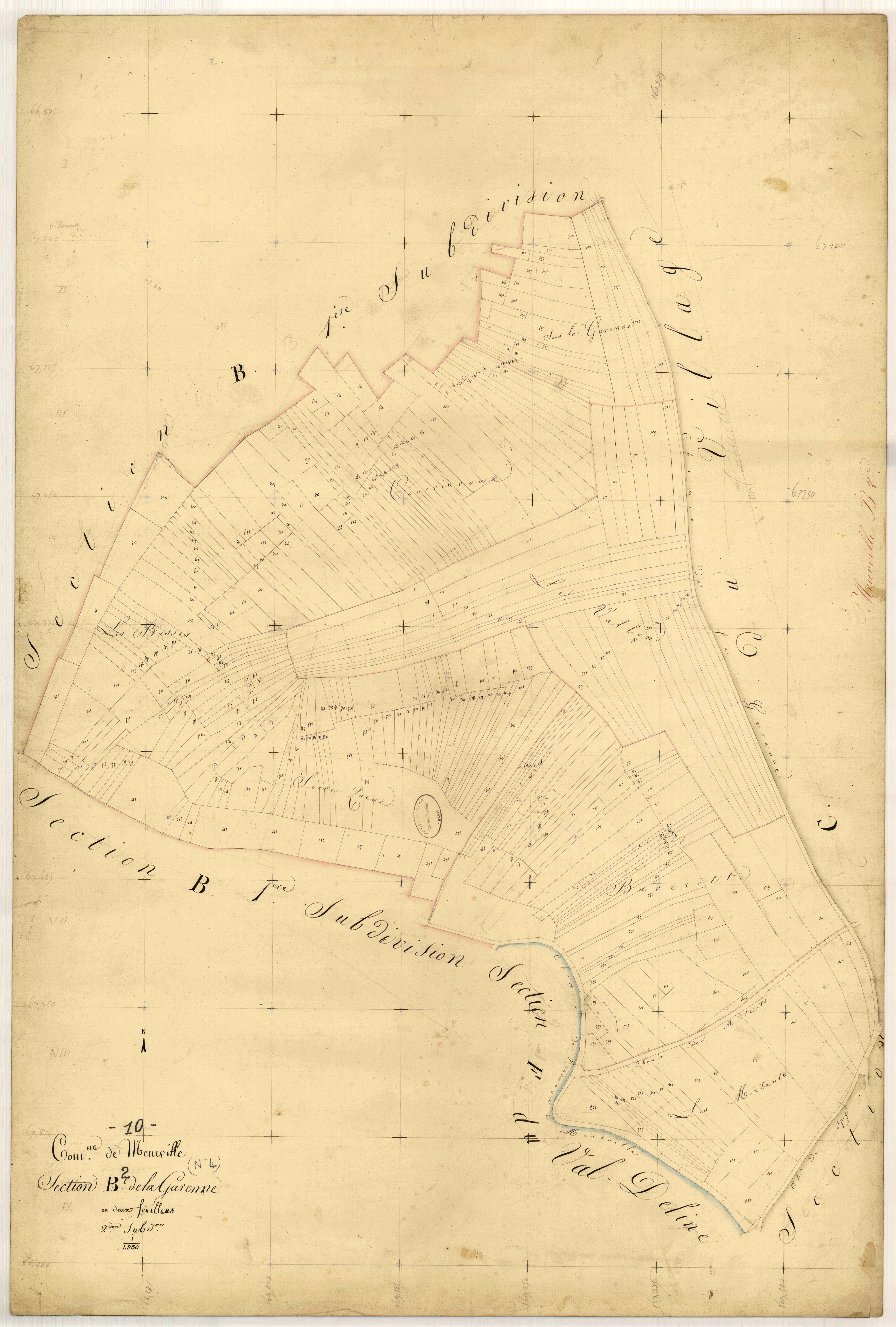Meurville, section B dite de la Garenne, feuille n° 2