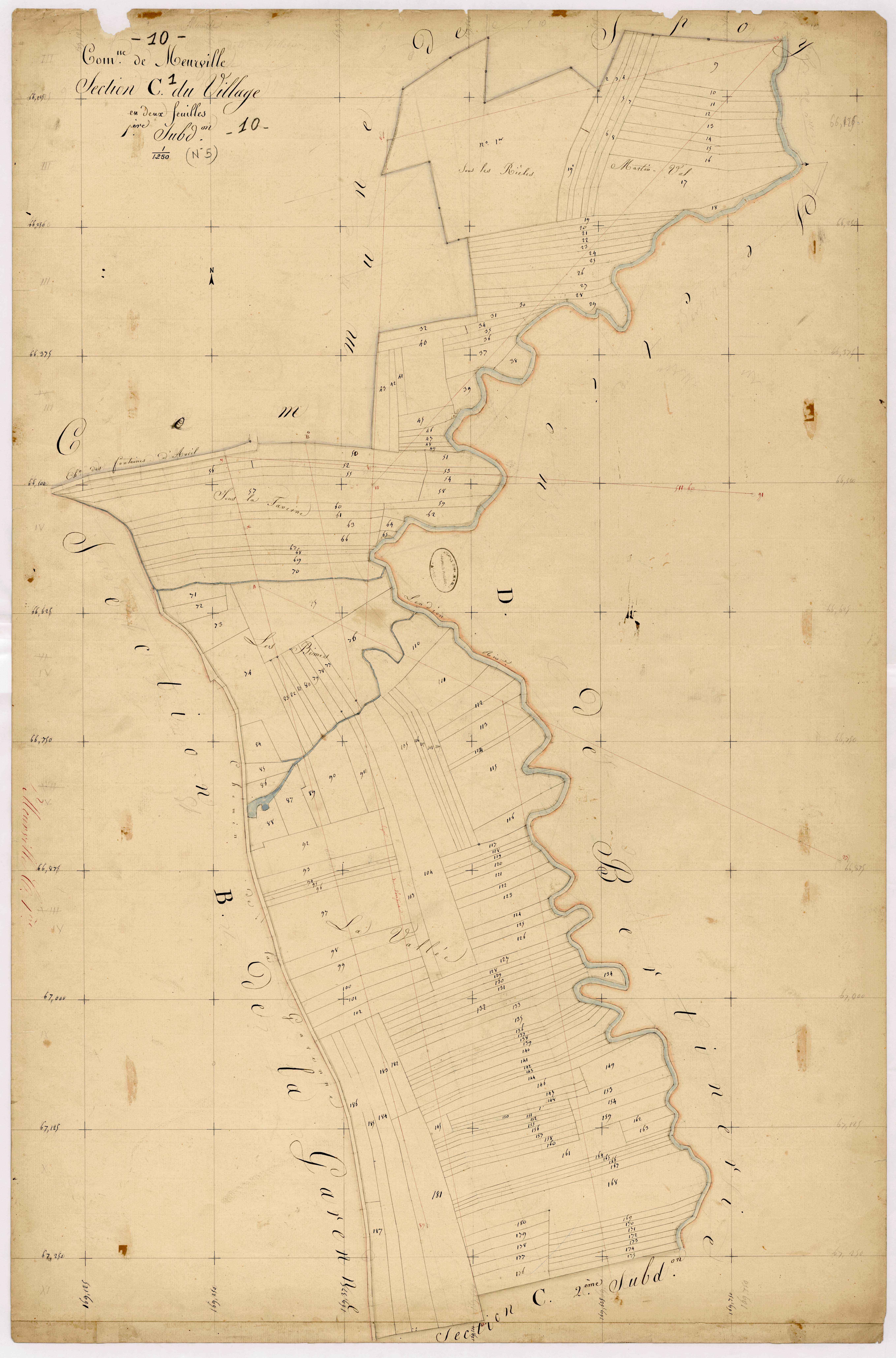 Meurville, section C dite du village, feuille n° 1