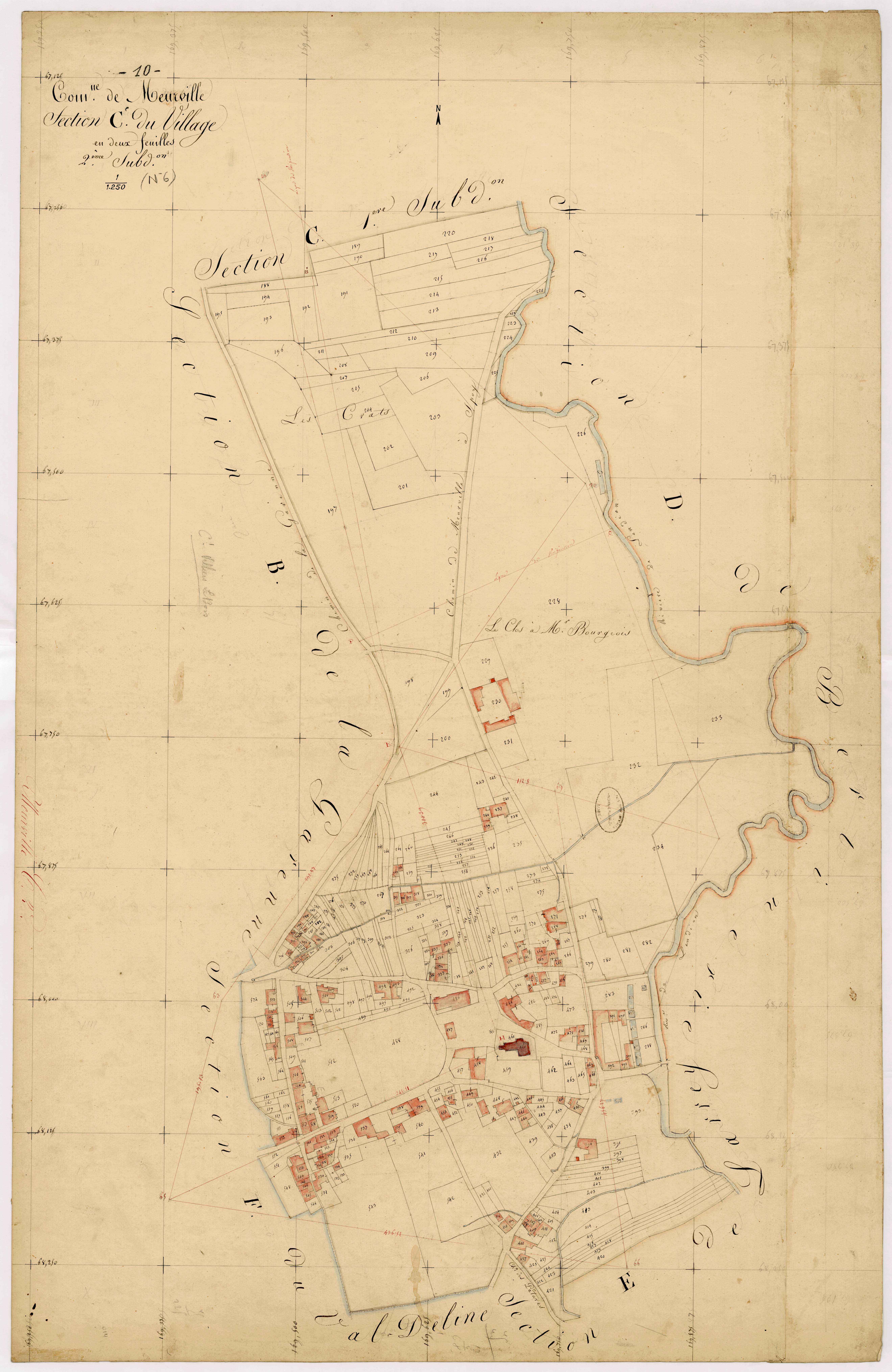 Meurville, section C dite du village, feuille n° 2