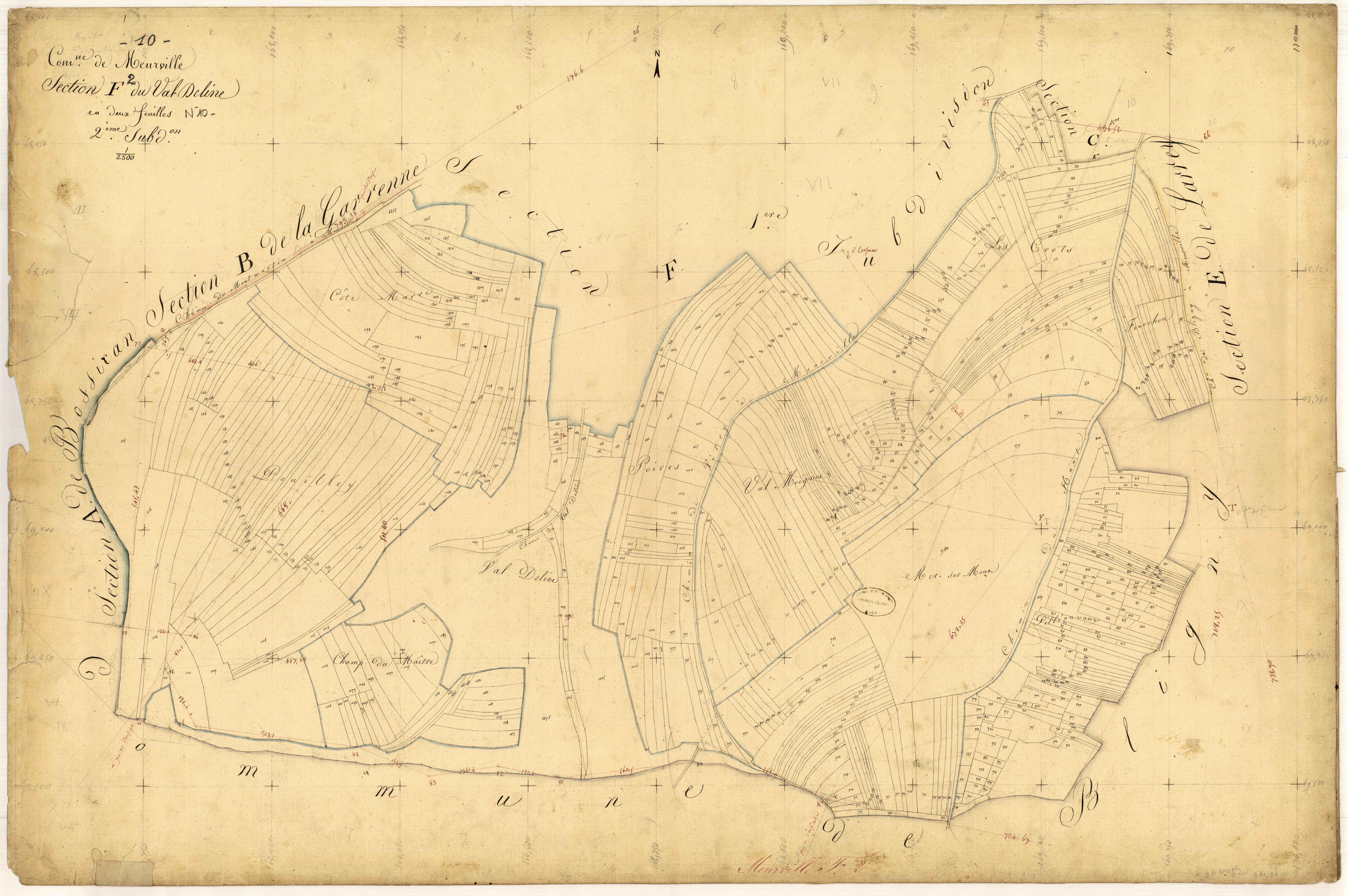 Meurville, section F dite du Val Deline, feuille n° 2