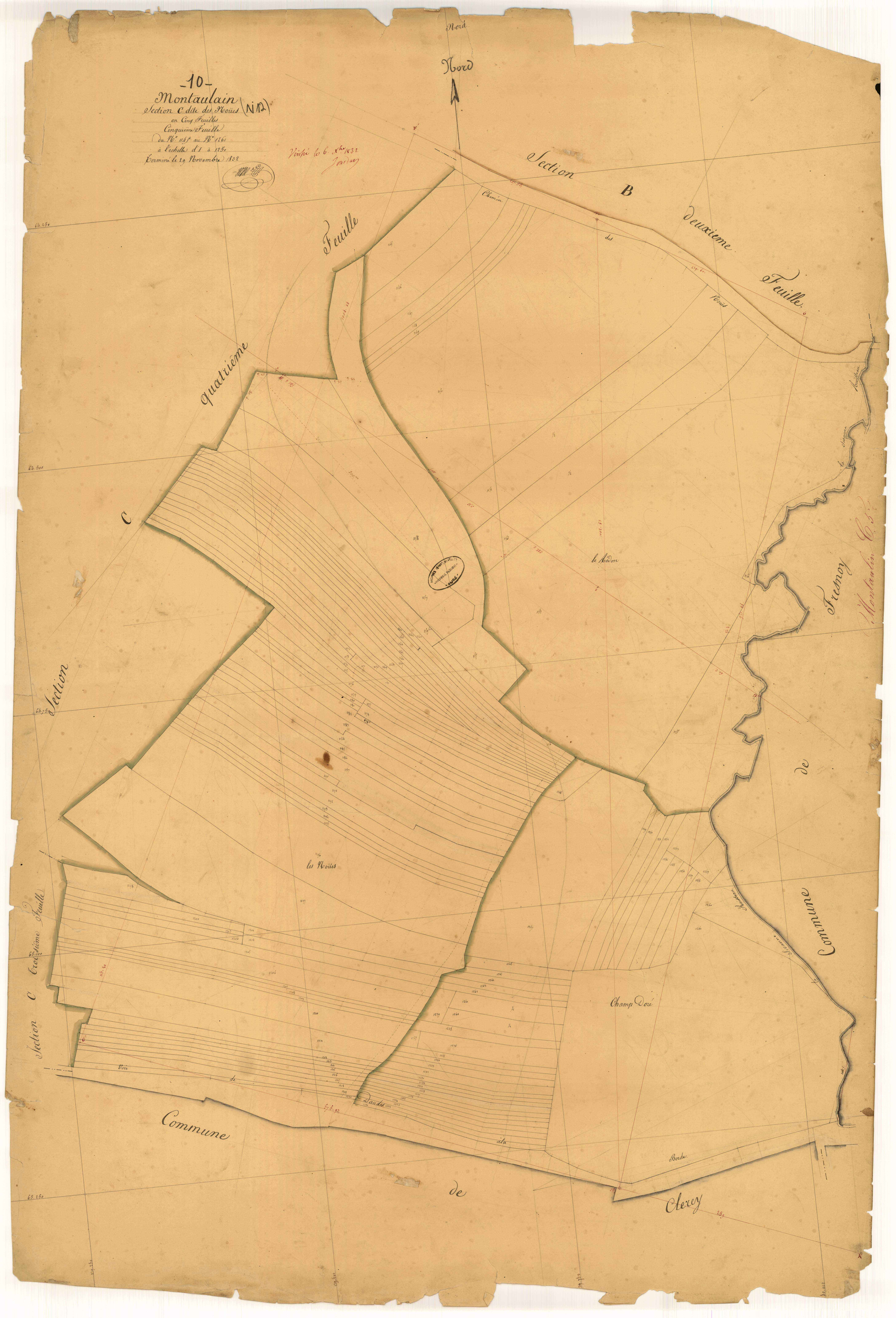 Montaulin, section C dite des Noes, feuille n° 5, parcelles n°1145-1261