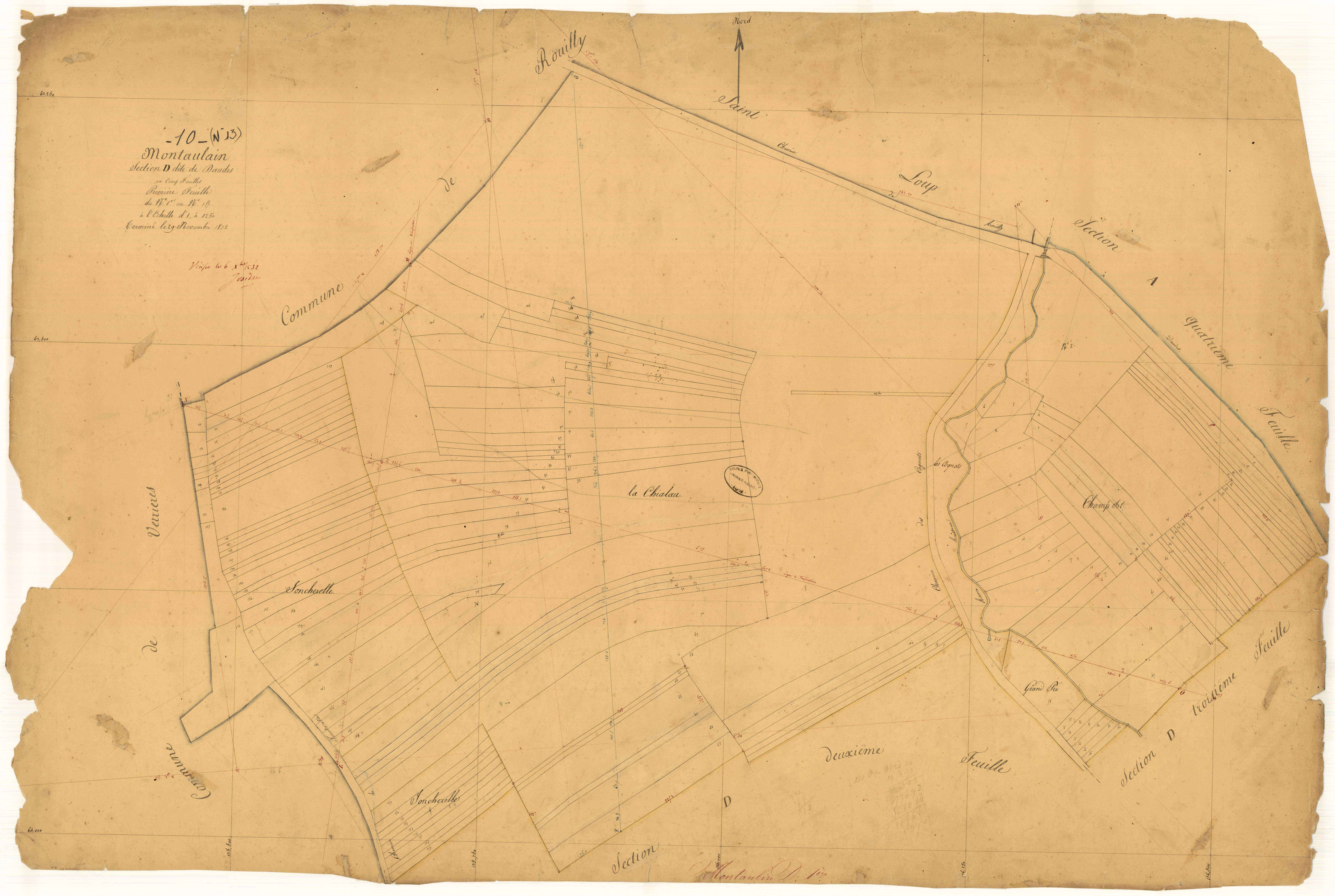 Montaulin, section D dite de Daudes, feuille n° 1, parcelles n°1-117
