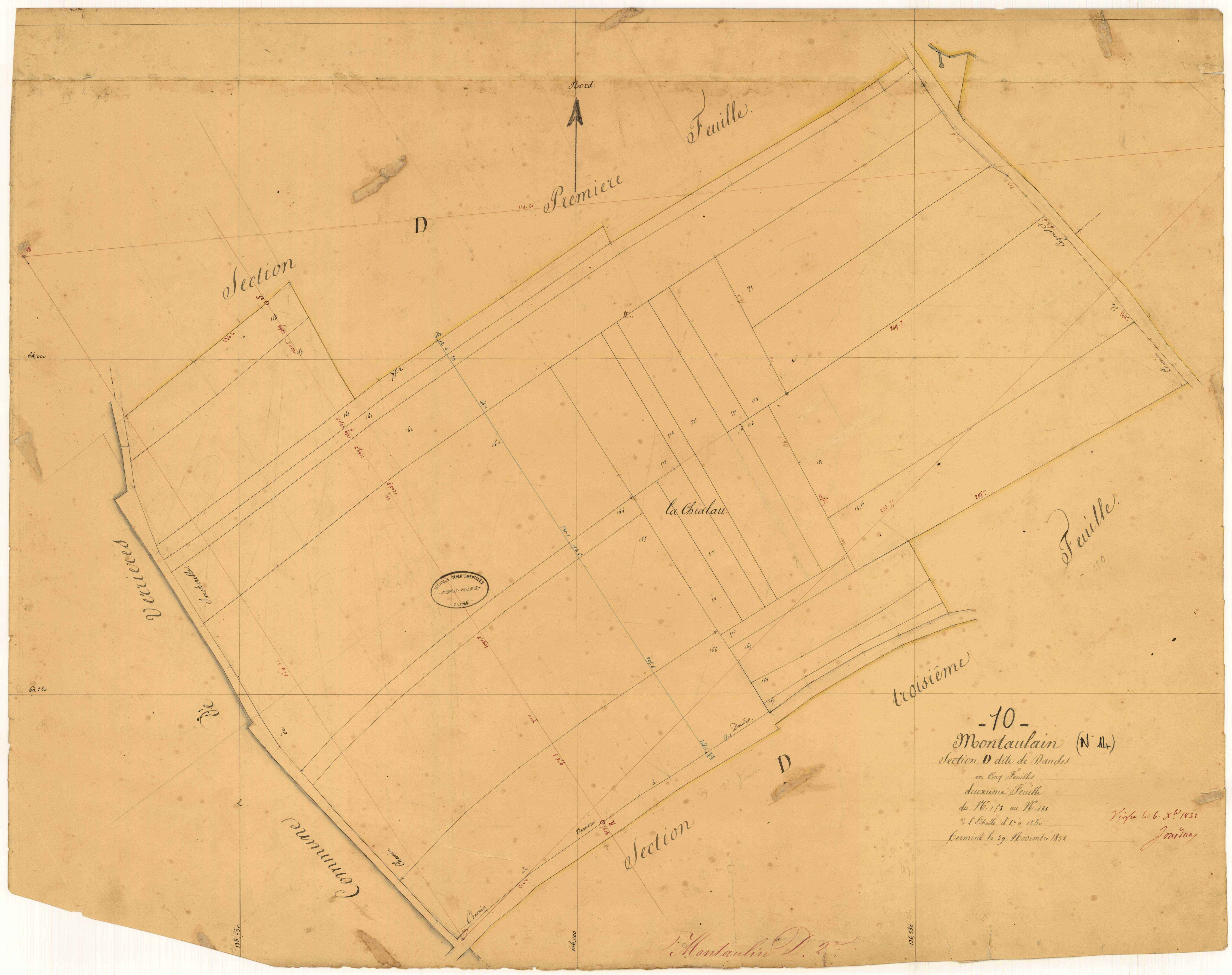 Montaulin, section D dite de Daudes, feuille n° 2, parcelles n°118-181