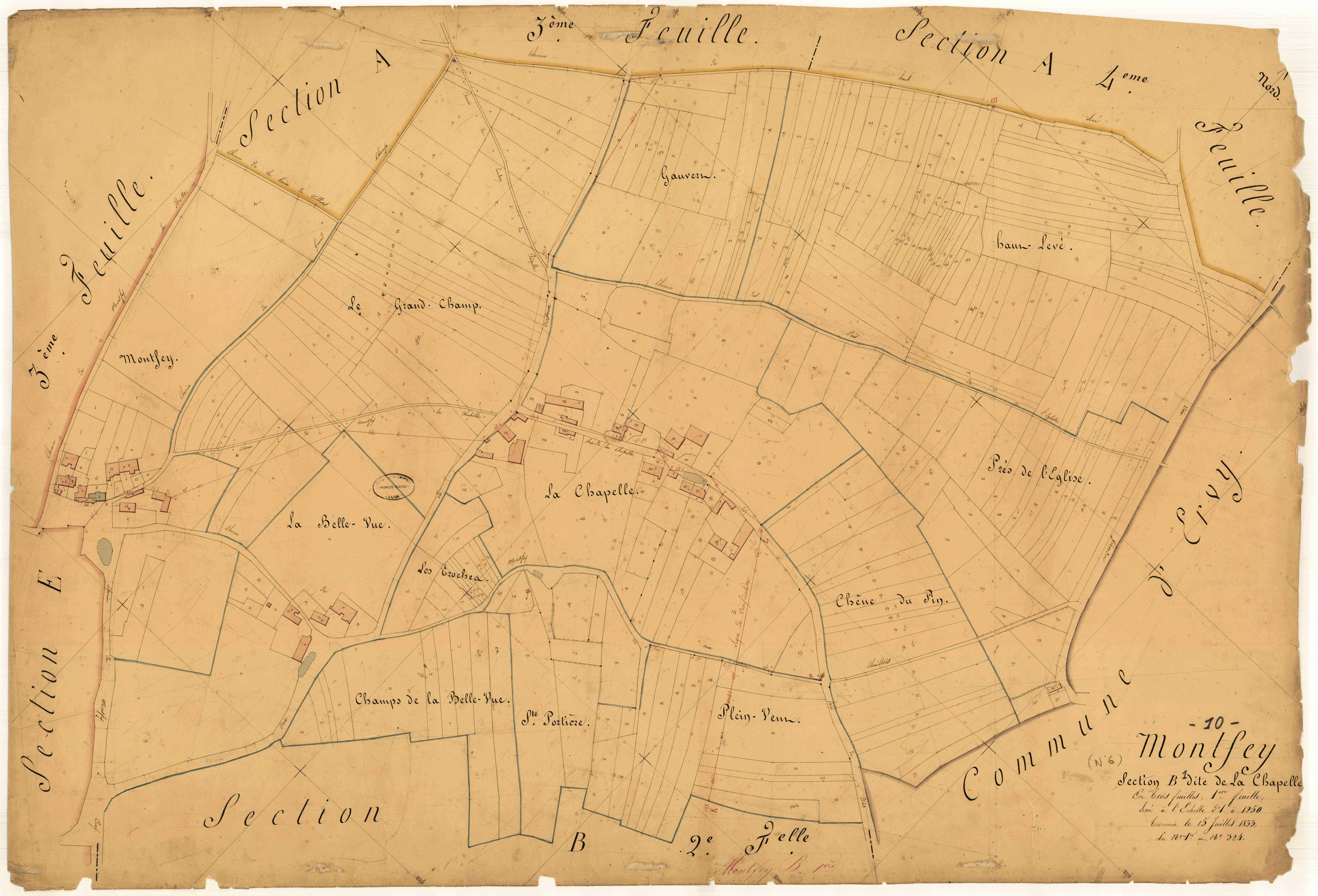 Montfey, section B dite de la Chapelle, feuille n° 1, parcelles n°1-324