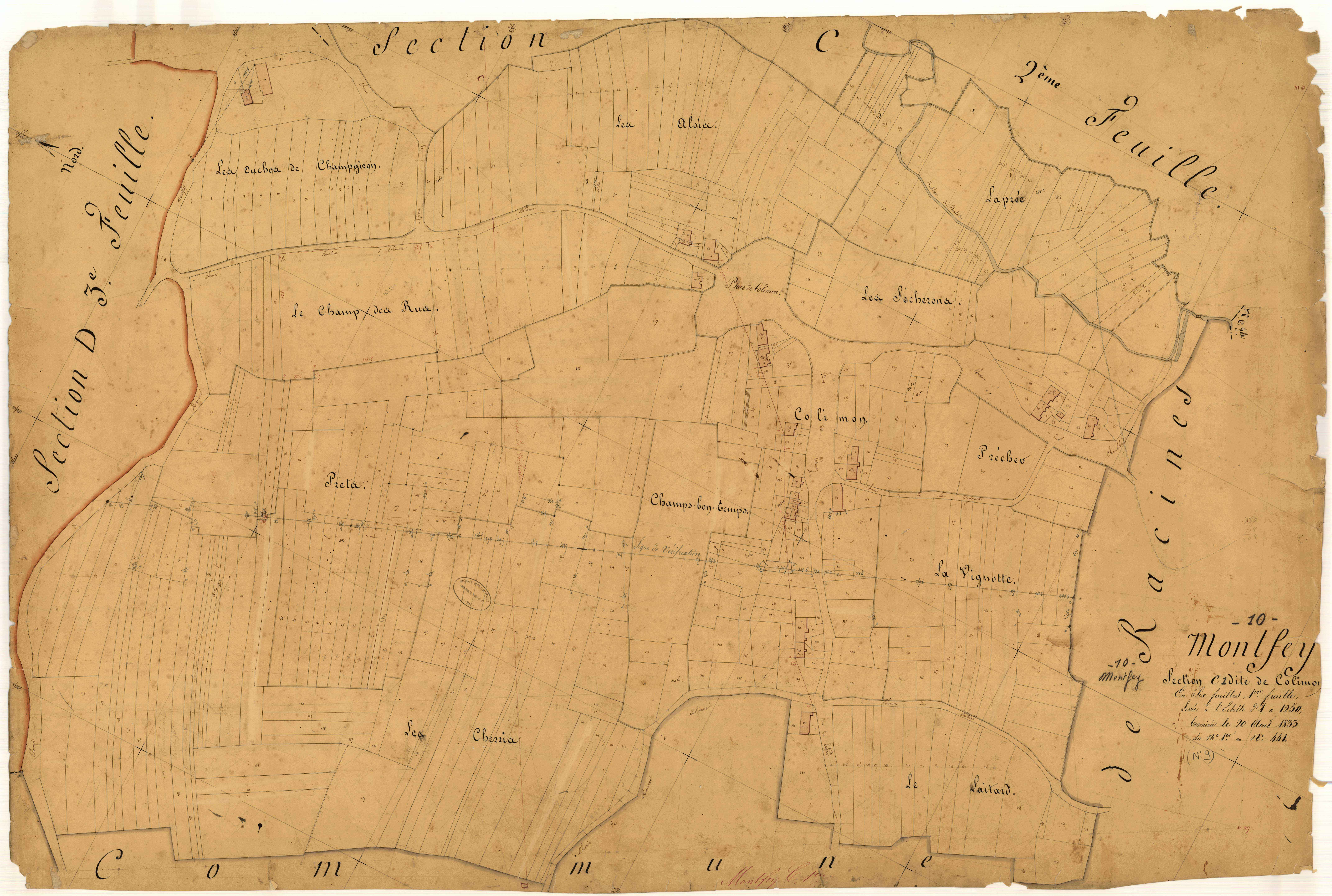 Montfey, section C dite de Colimon, feuille n° 1, parcelles n°1-441