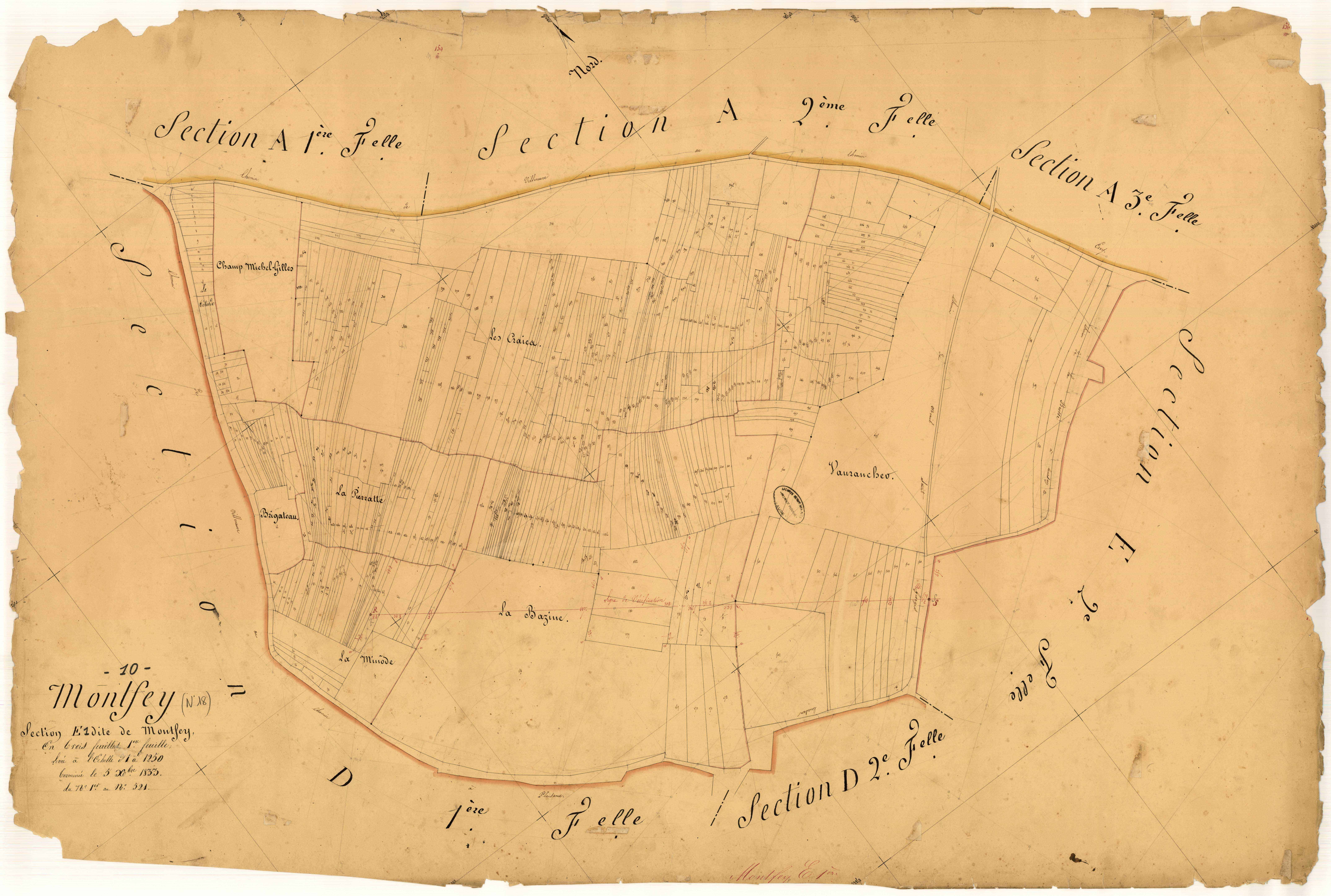 Montfey, section E dite de Montfey, feuille n° 1, parcelles n°1-521
