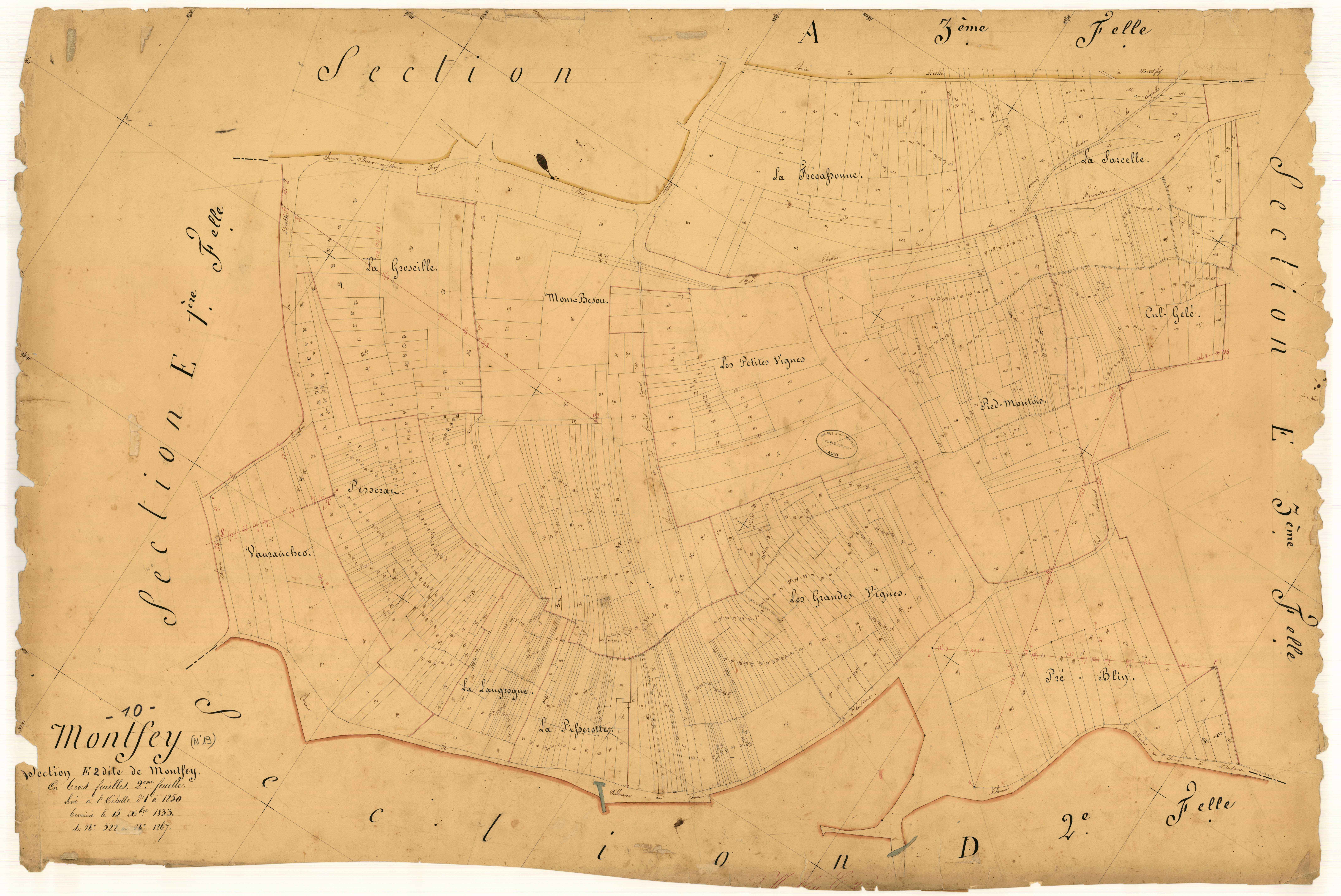 Montfey, section E dite de Montfey, feuille n° 2, parcelles n°522-1267