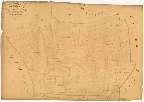 Montfey, section A dite de la brosse, feuille n° 2, parcelles n°247-515