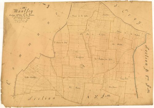 Montfey, section A dite de la brosse, feuille n° 4, parcelles n°973-1256