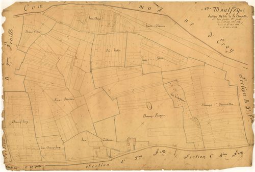 Montfey, section B dite de la Chapelle, feuille n° 2, parcelles n°325-648