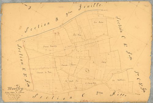 Montfey, section C dite de Colimon, feuille n° 3, parcelles n°744-927
