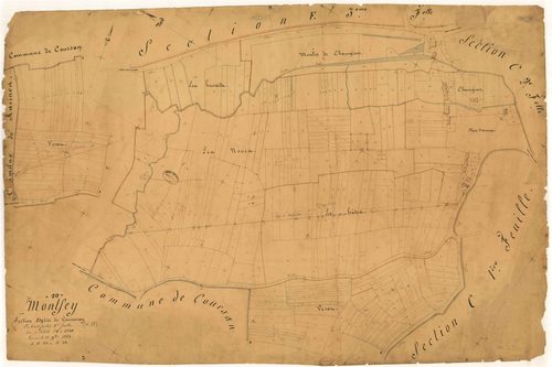 Montfey, section D dite de Courcenay, feuille n° 3, parcelles n°505-821