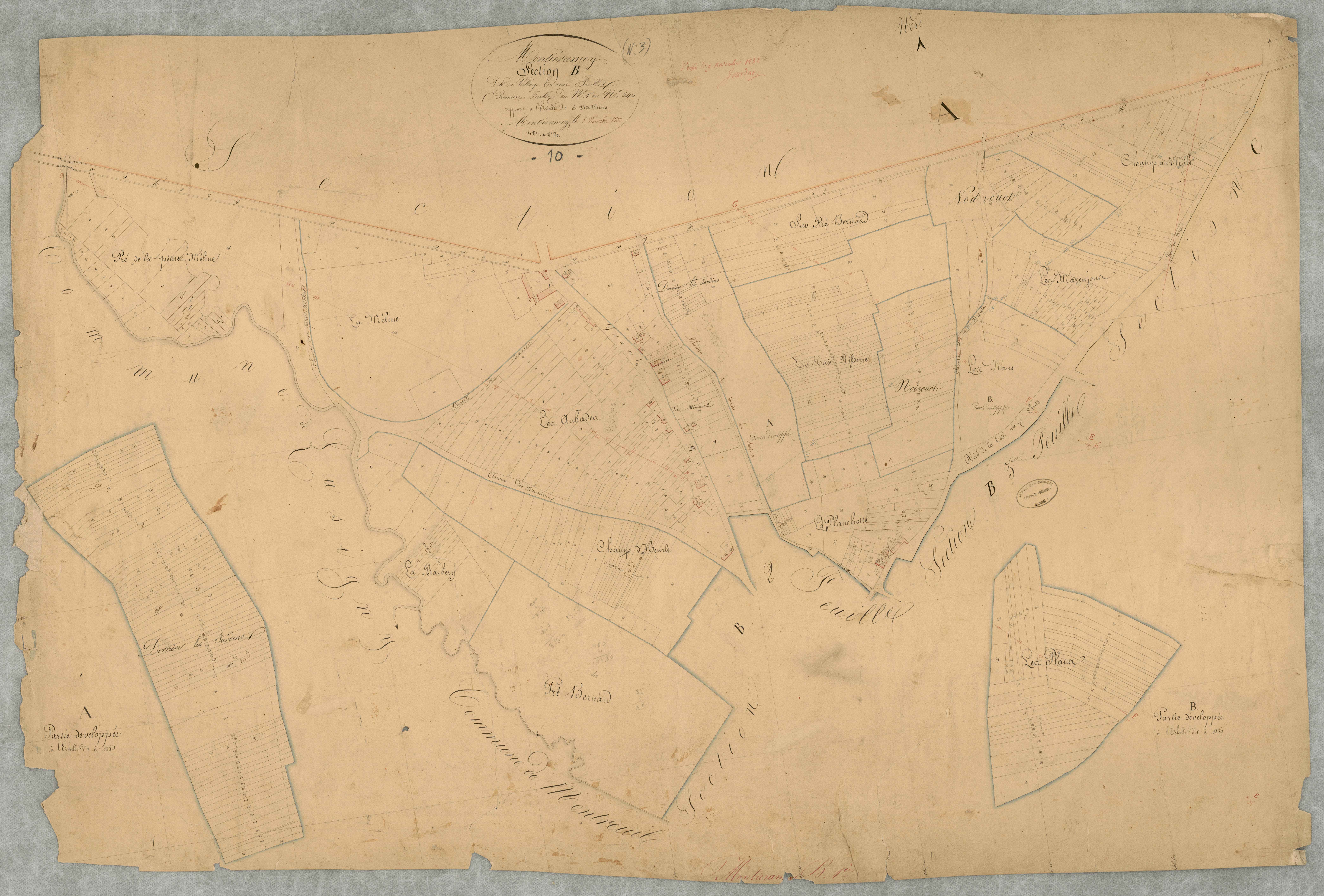 Montieramey, section B dite du village, feuille n° 1, parcelles n°1-540