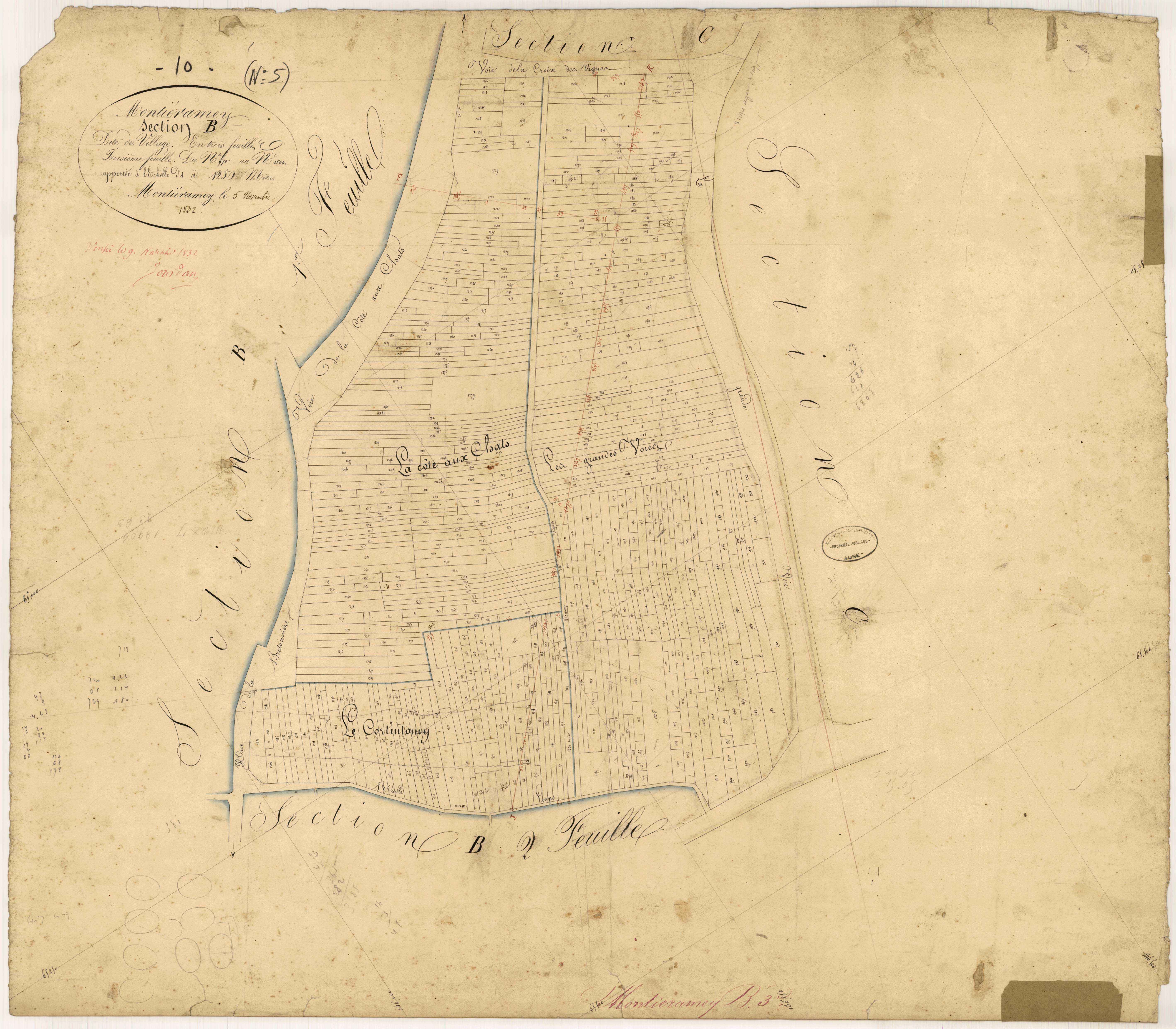 Montieramey, section B dite du village, feuille n° 3, parcelles n°970-1500