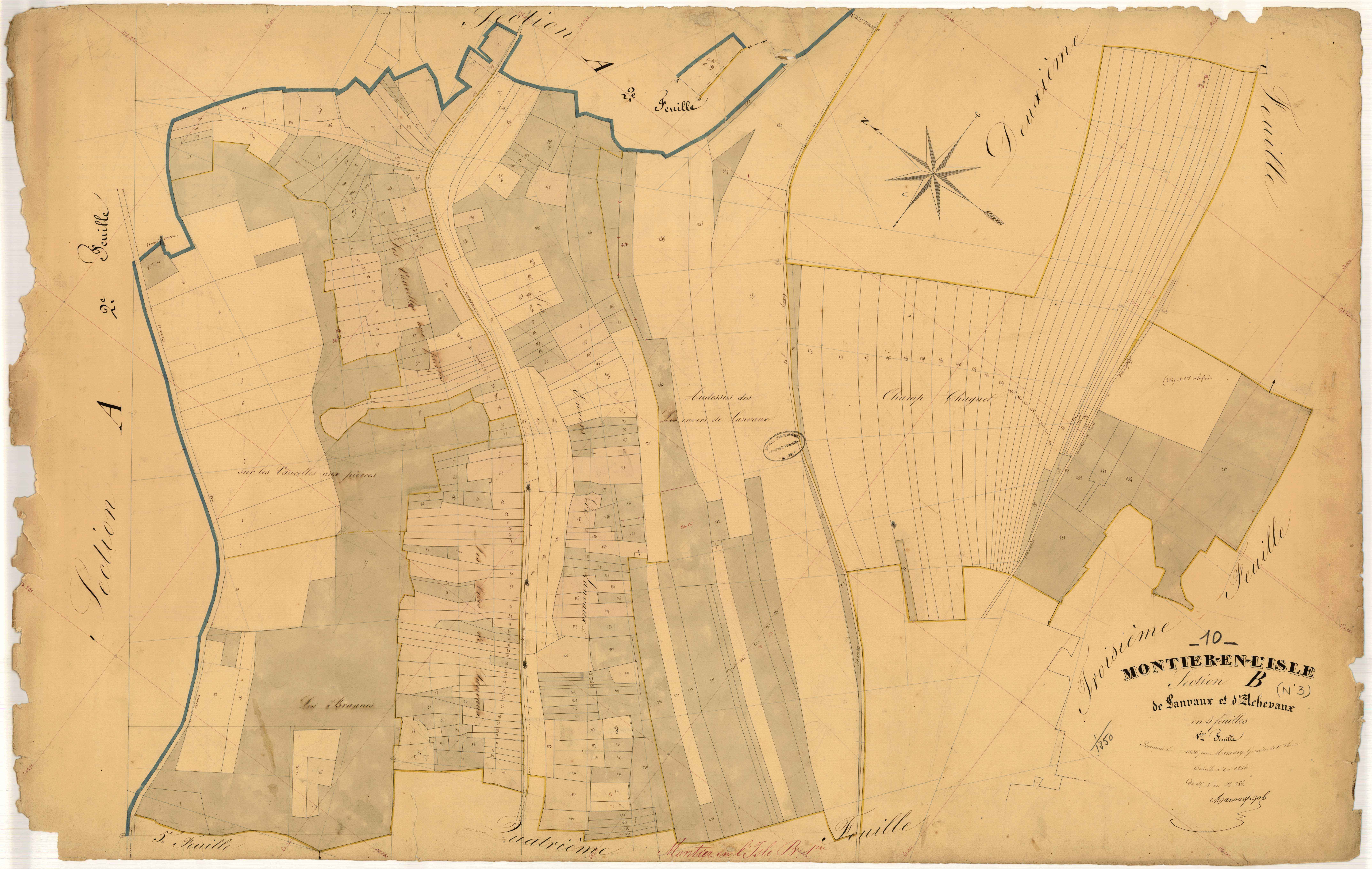 Montier-en-l'Isle, section B dite de Lanvaux et d'Achevaux, feuille n° 1, parcelles n°1-286